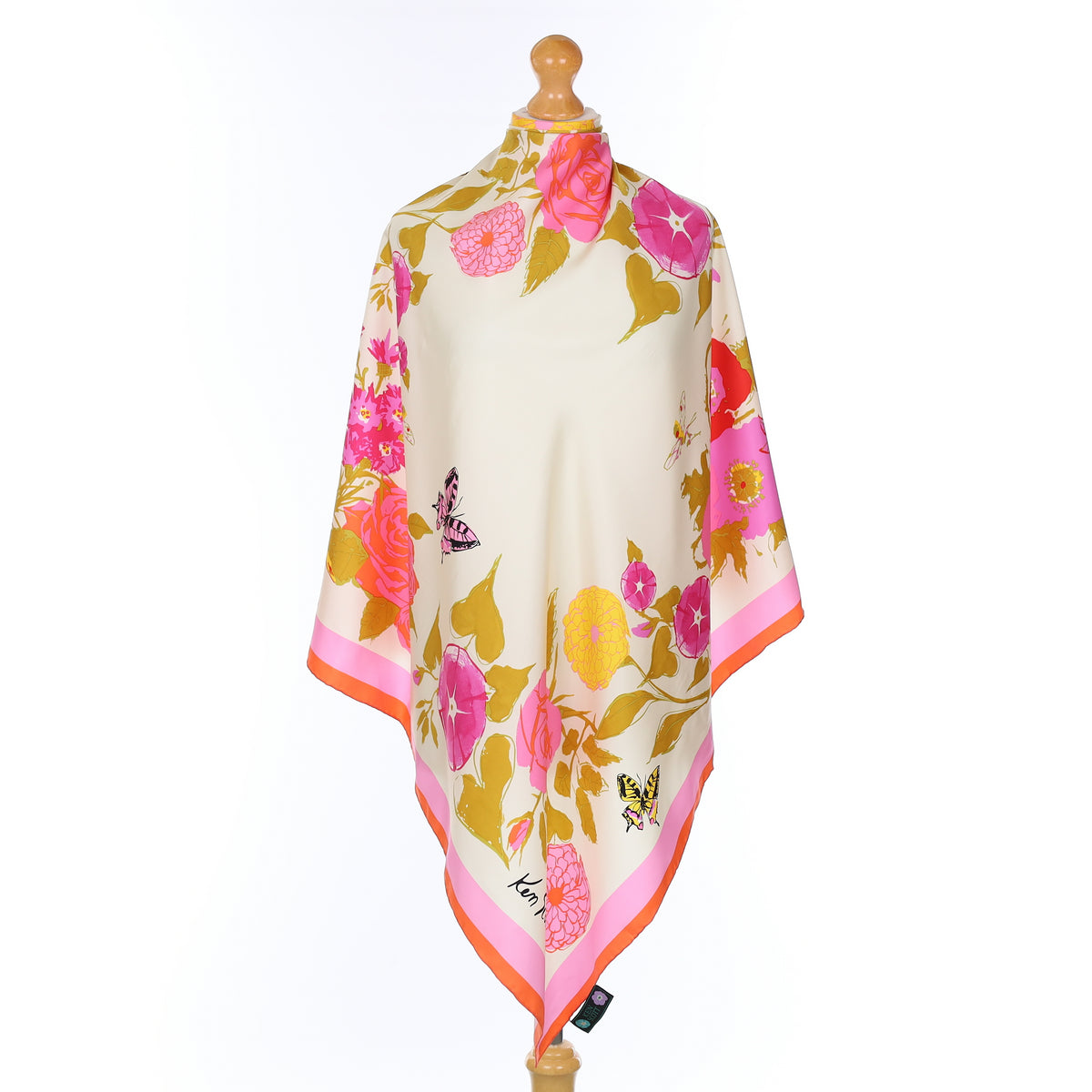 Ken Scott Pink Floral Silk Scarf