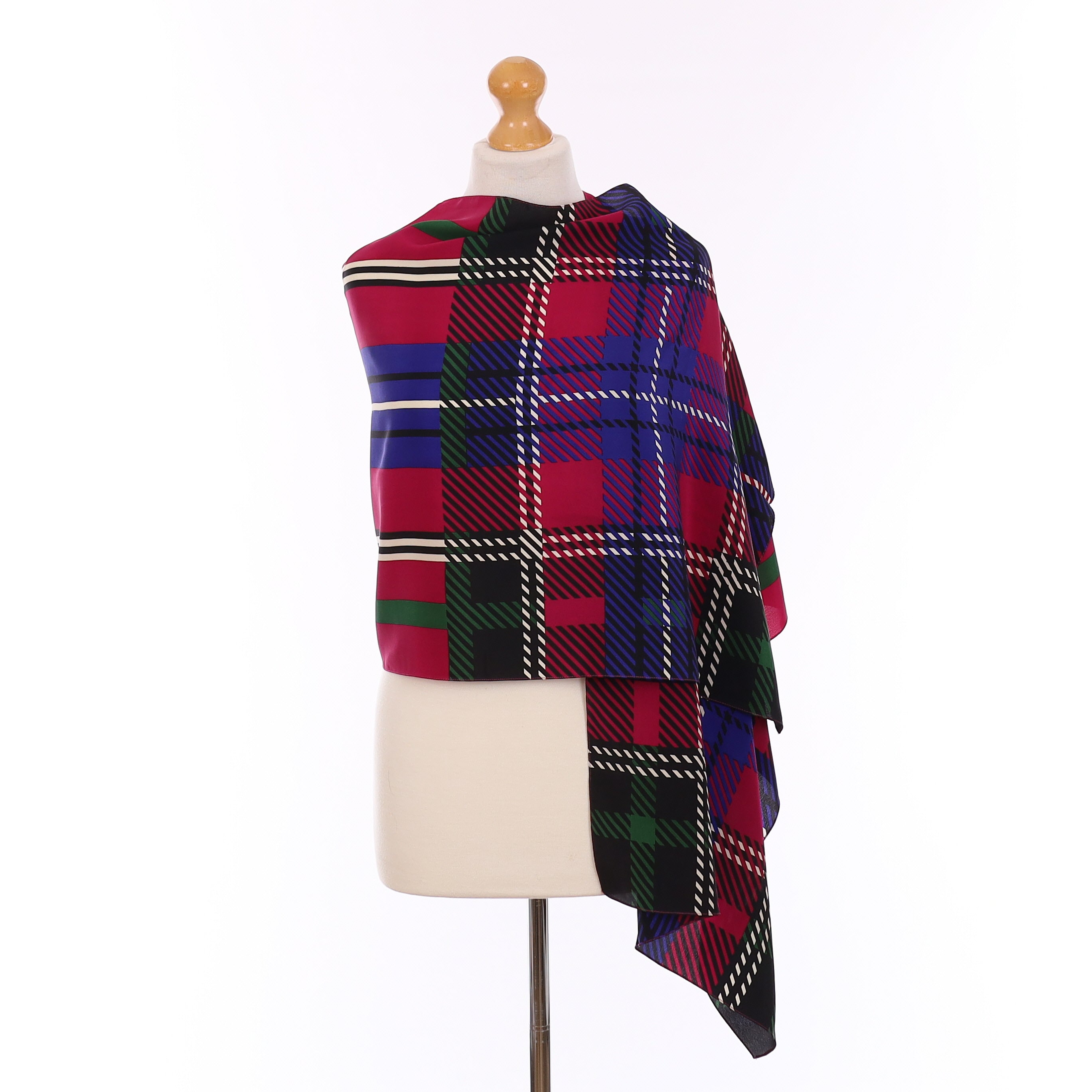 Red Plaid Vintage Silk Wrap