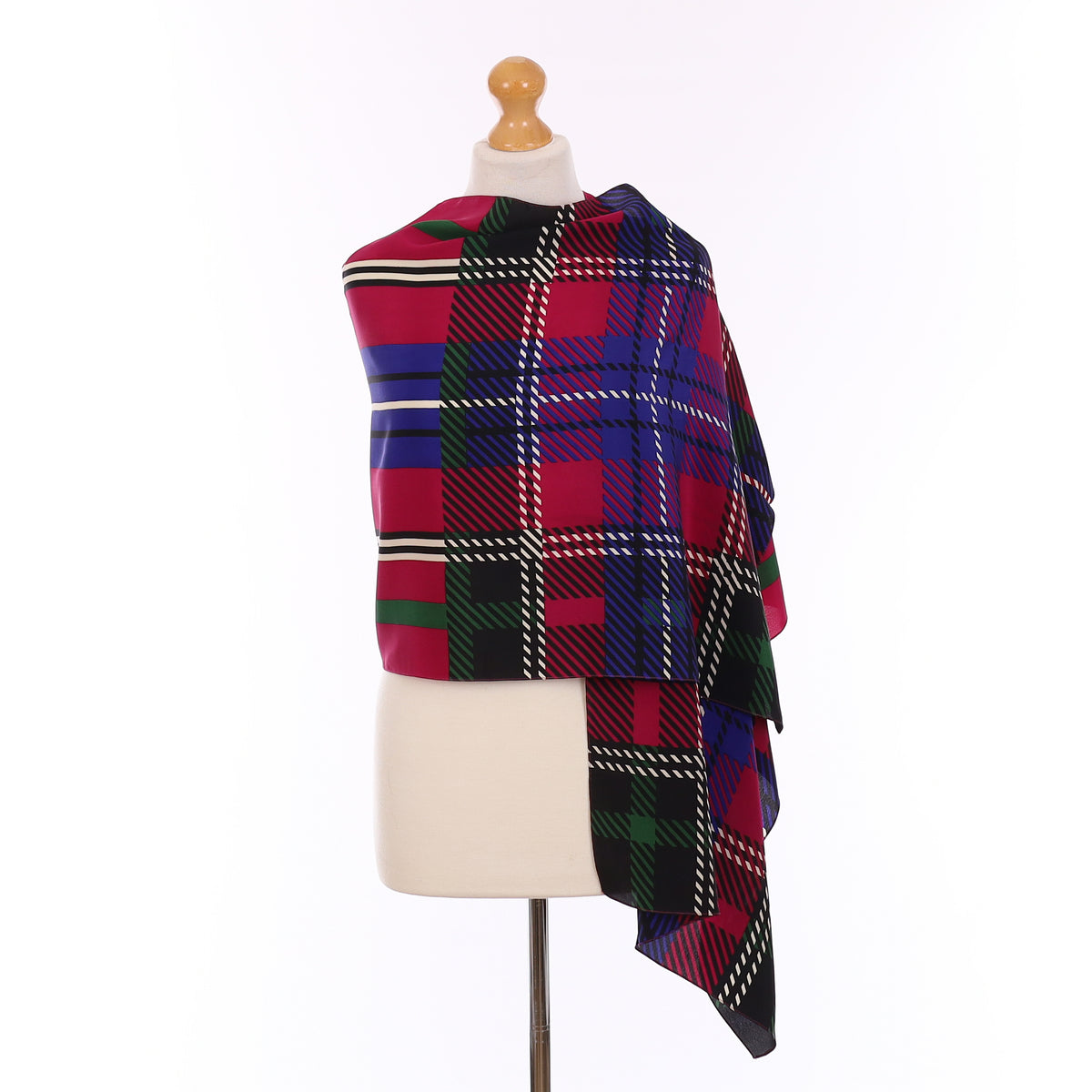 Red Plaid Vintage Silk Wrap