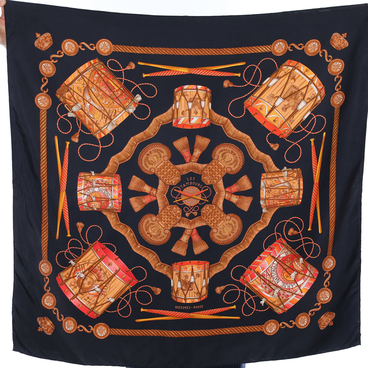 Hermès Les Tambours Silk Scarf