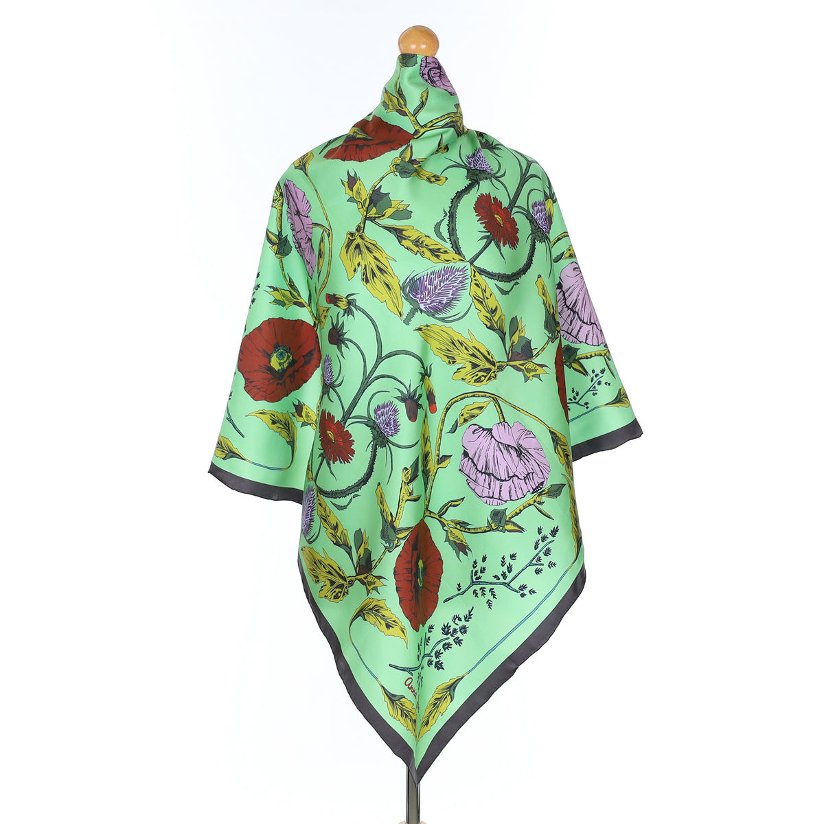 Brand New Boxed Anna Joe Green Floral Silk Scarf