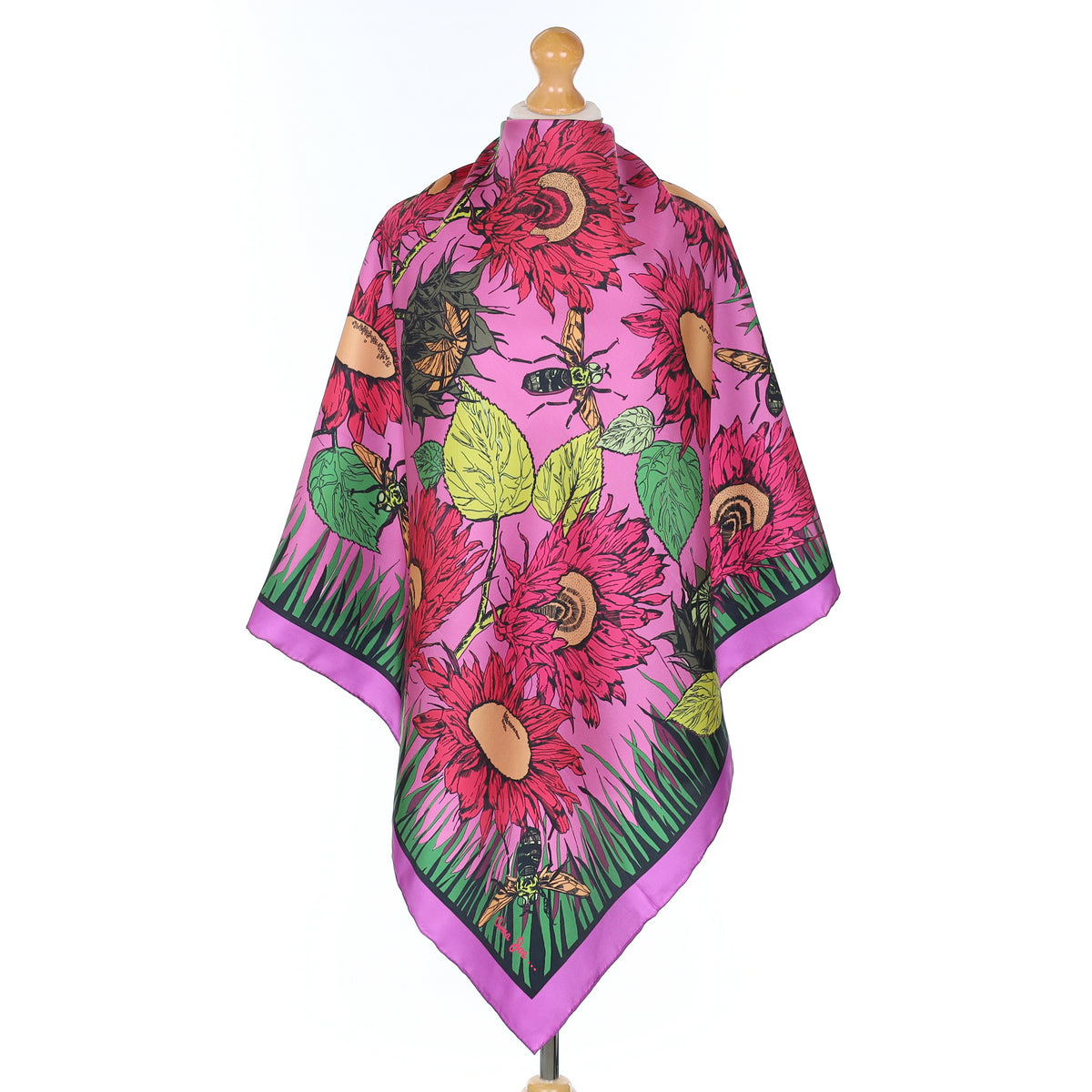 Brand New Boxed Anna Joe Pink Floral Silk Scarf