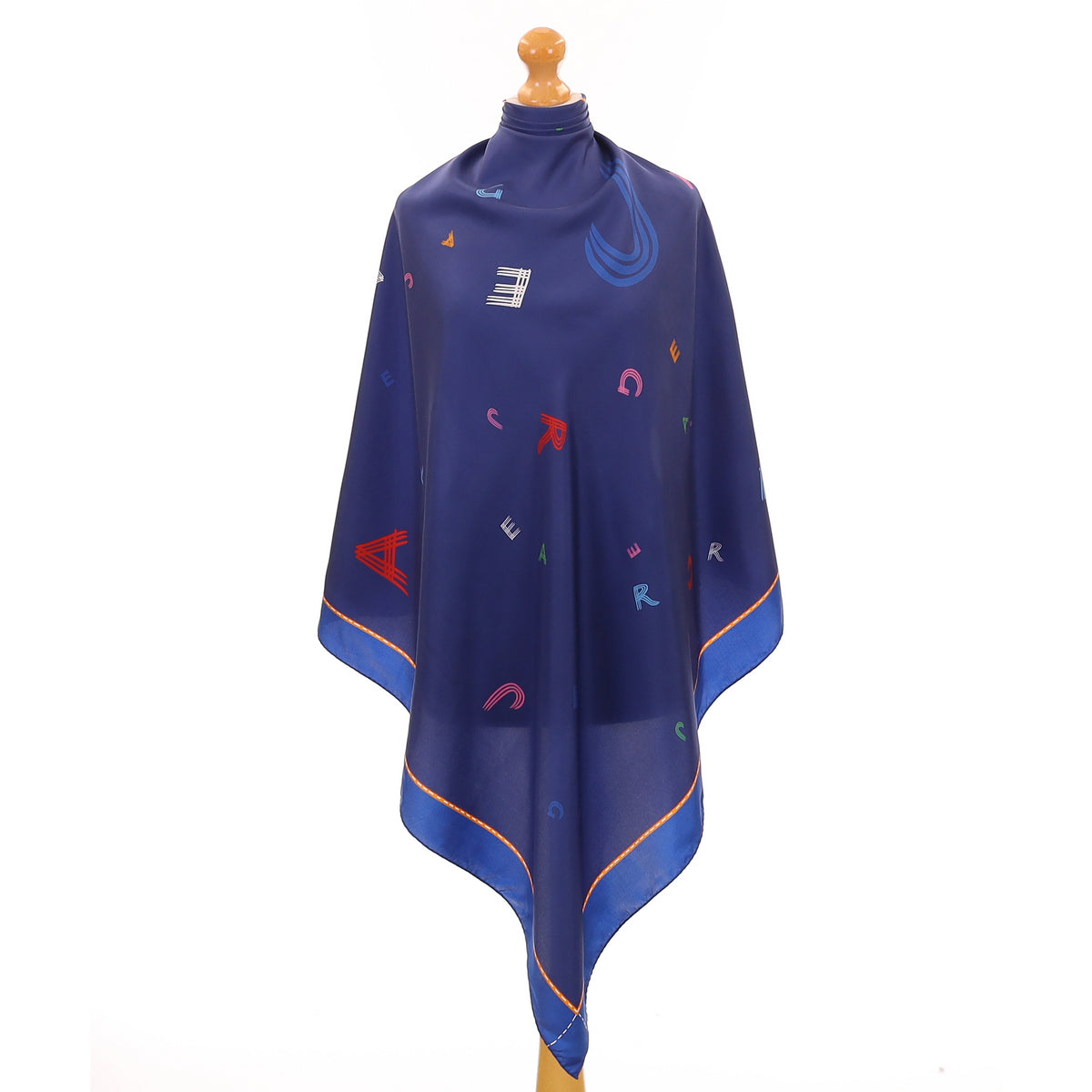 Jaeger Blue Logo Silk Scarf