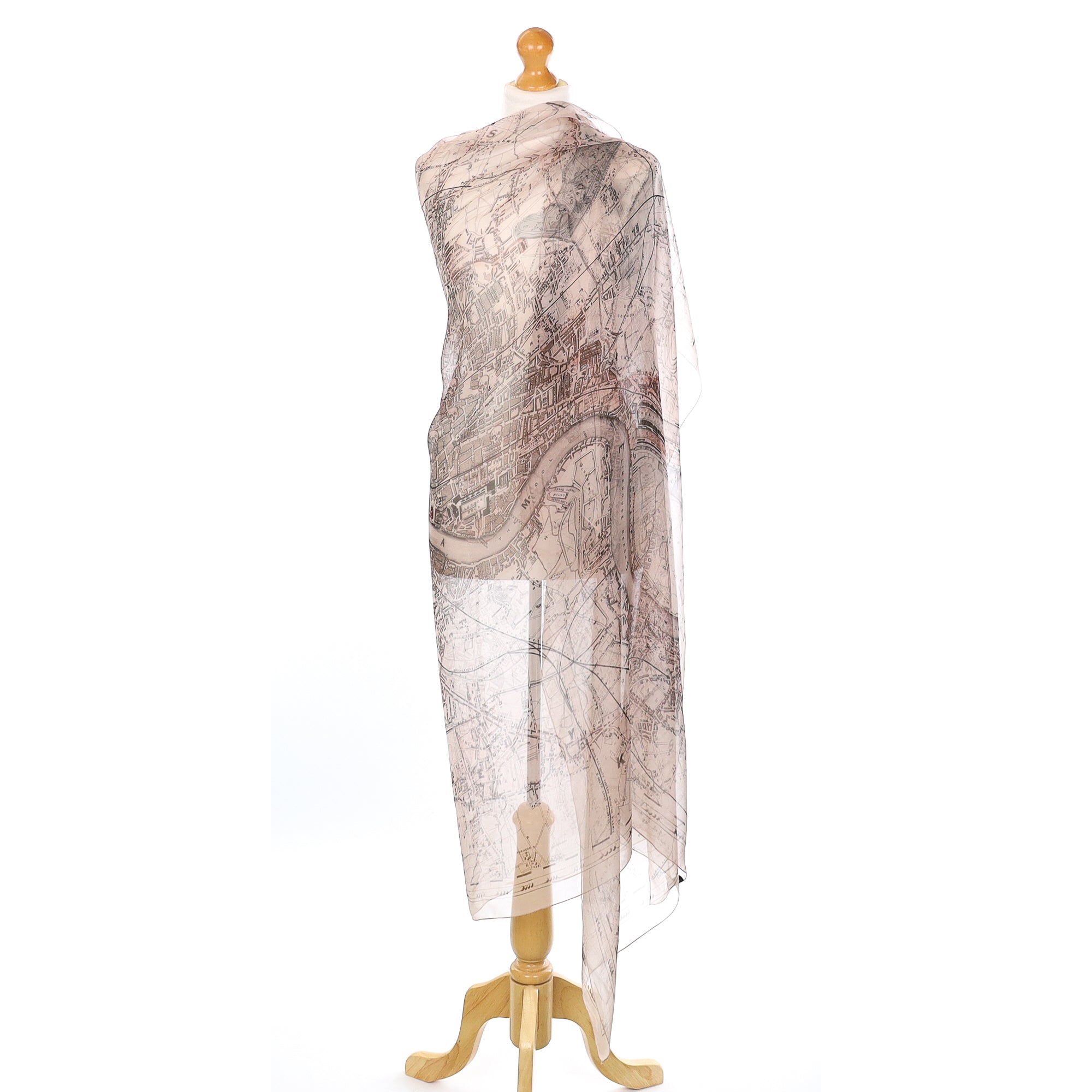 Alexander McQueen Chiffon Map Vintage Silk Scarf