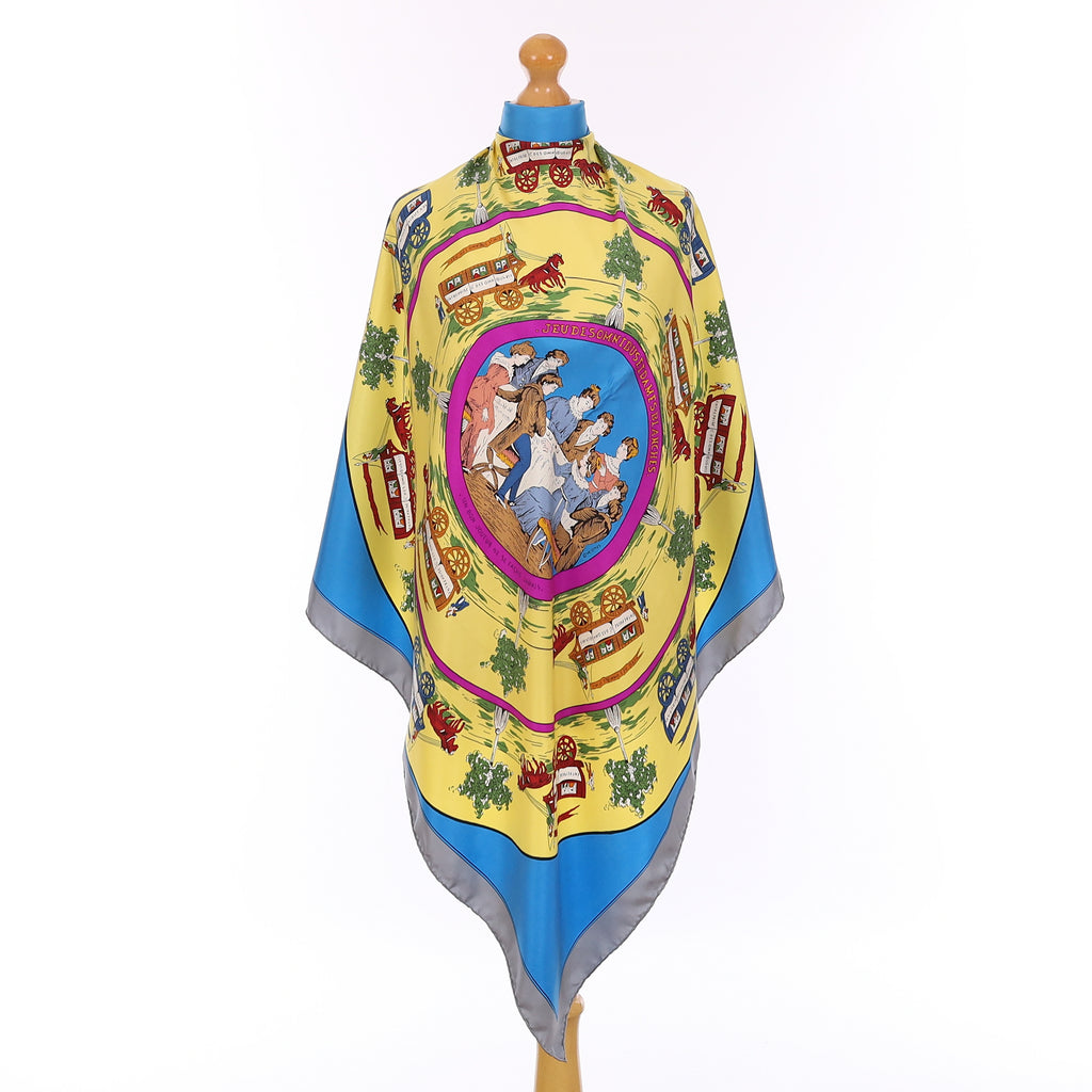 Hermès Jeu des Omnibus et Dames Blanches Silk Scarf Rare