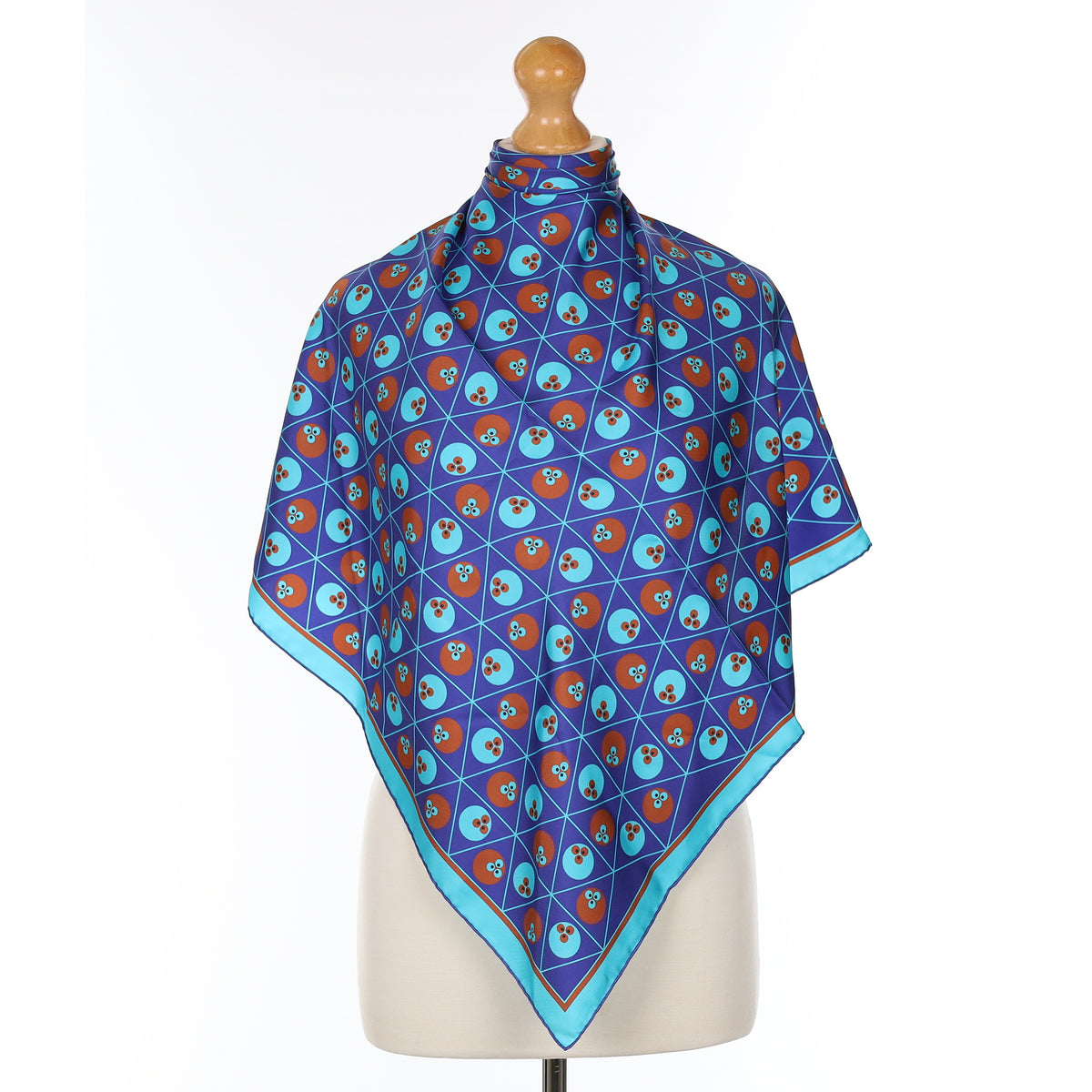 Brand New Boxed Vakko Blue Spotted Silk Scarf