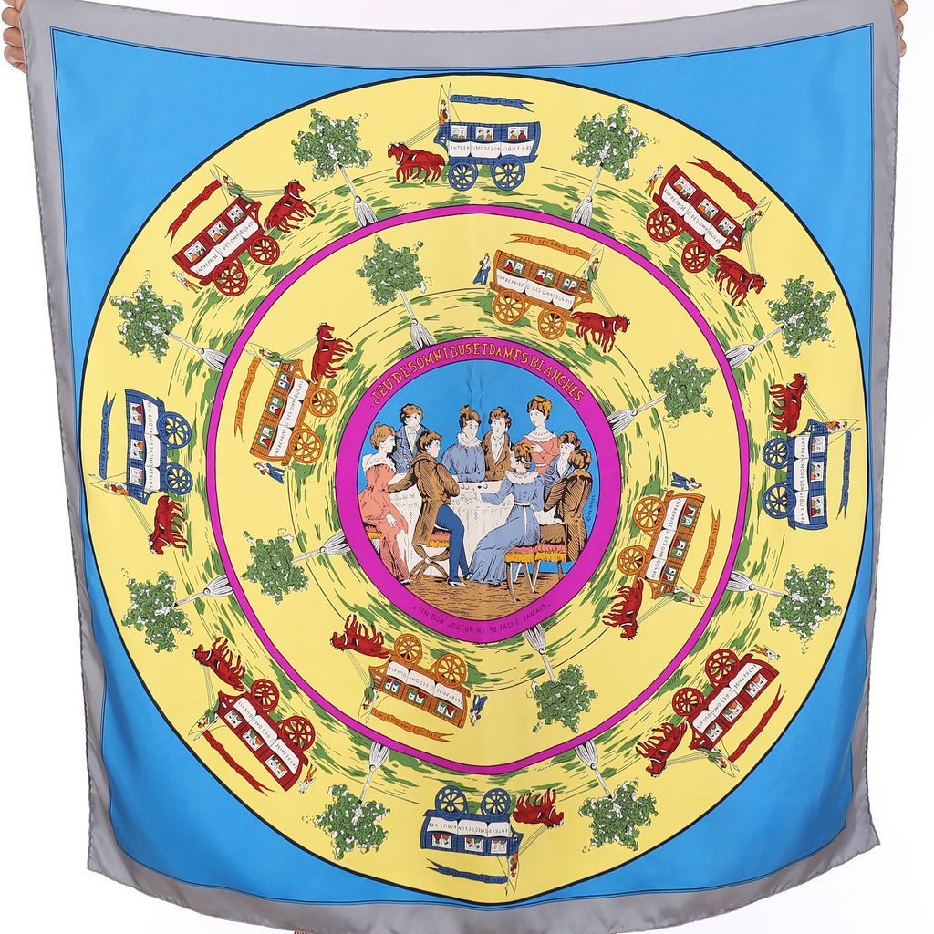 Hermès Jeu des Omnibus et Dames Blanches Silk Scarf Rare