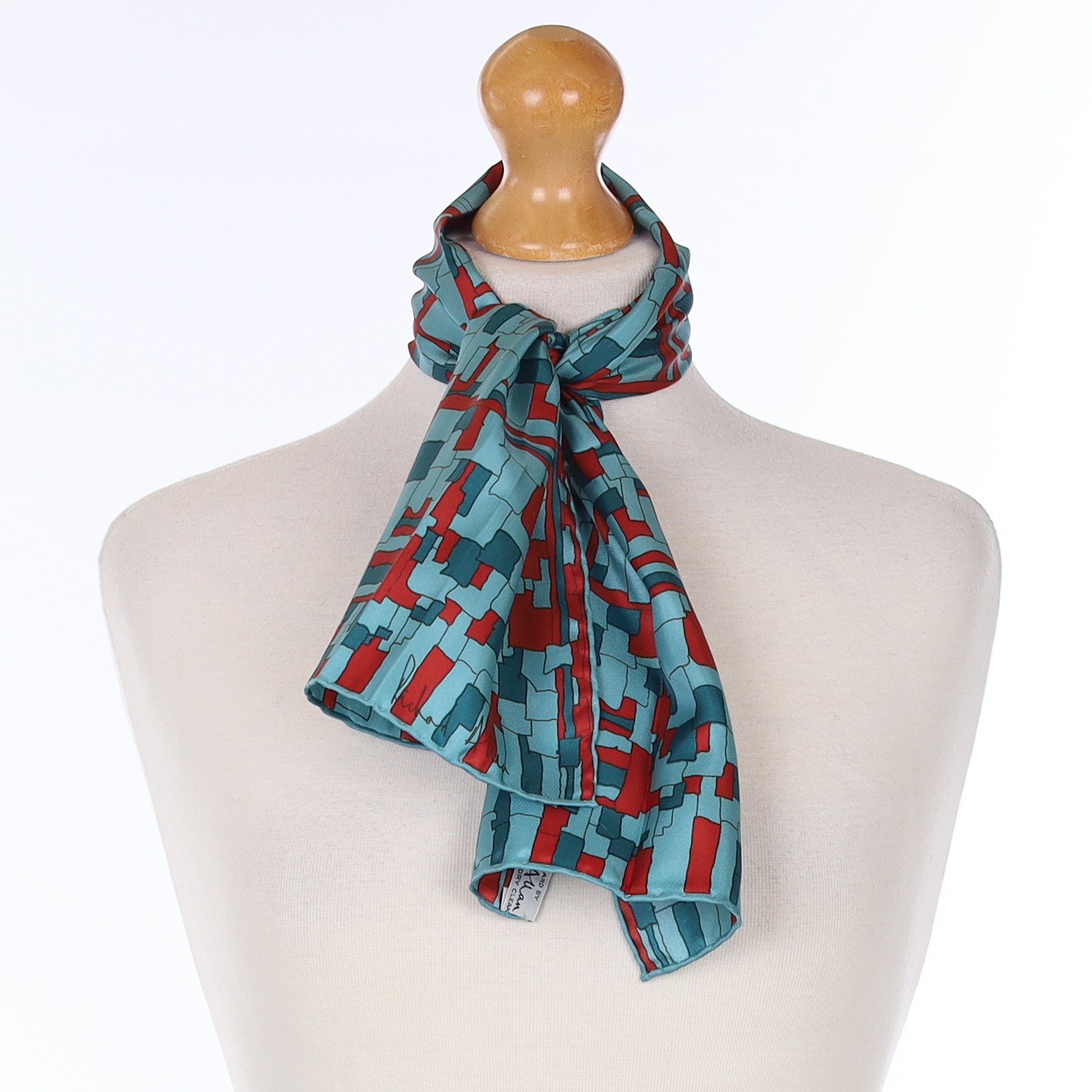 Richard Allan Blue & Red Colour Block Silk Scarf