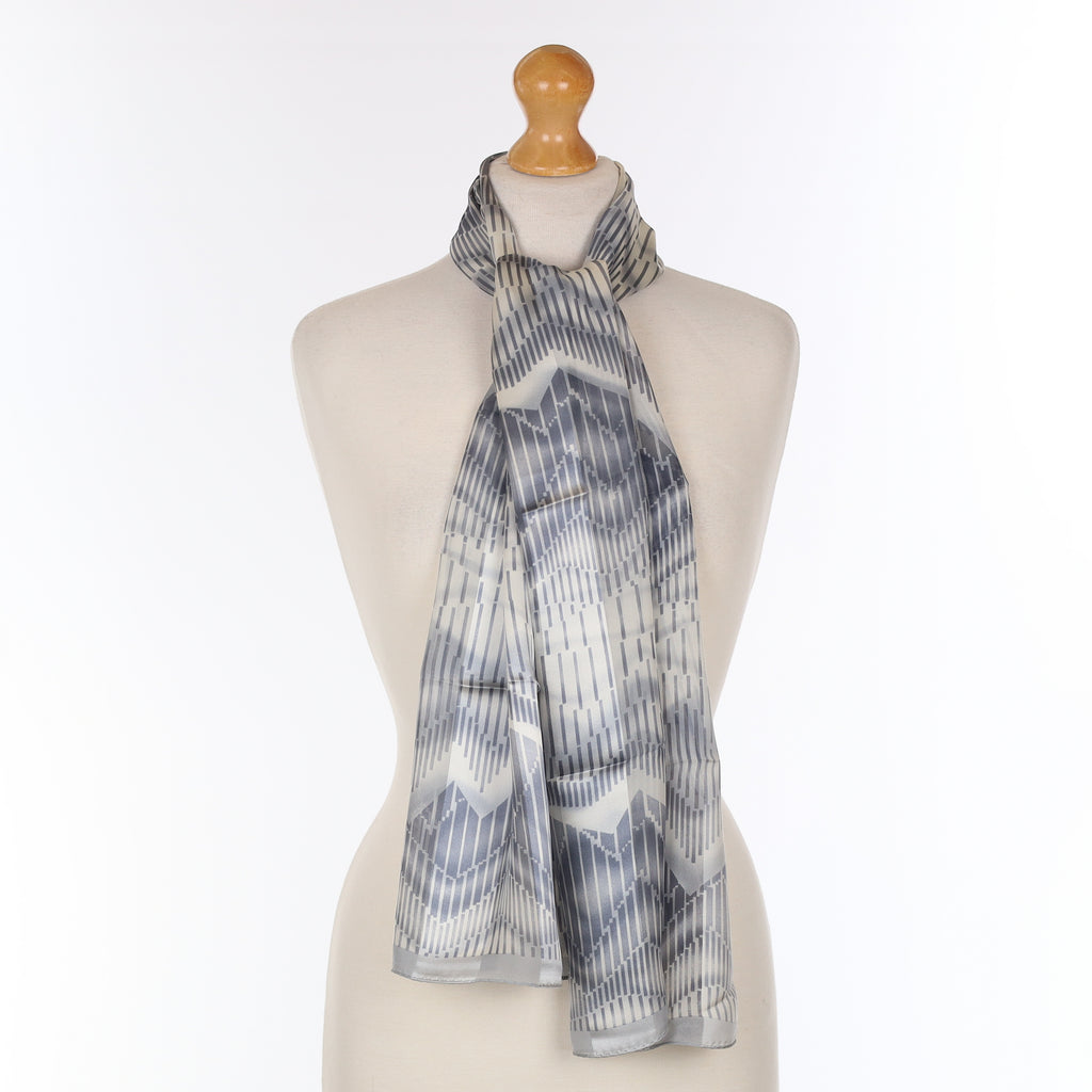 Brand New Grey Geometric Silk Scarf