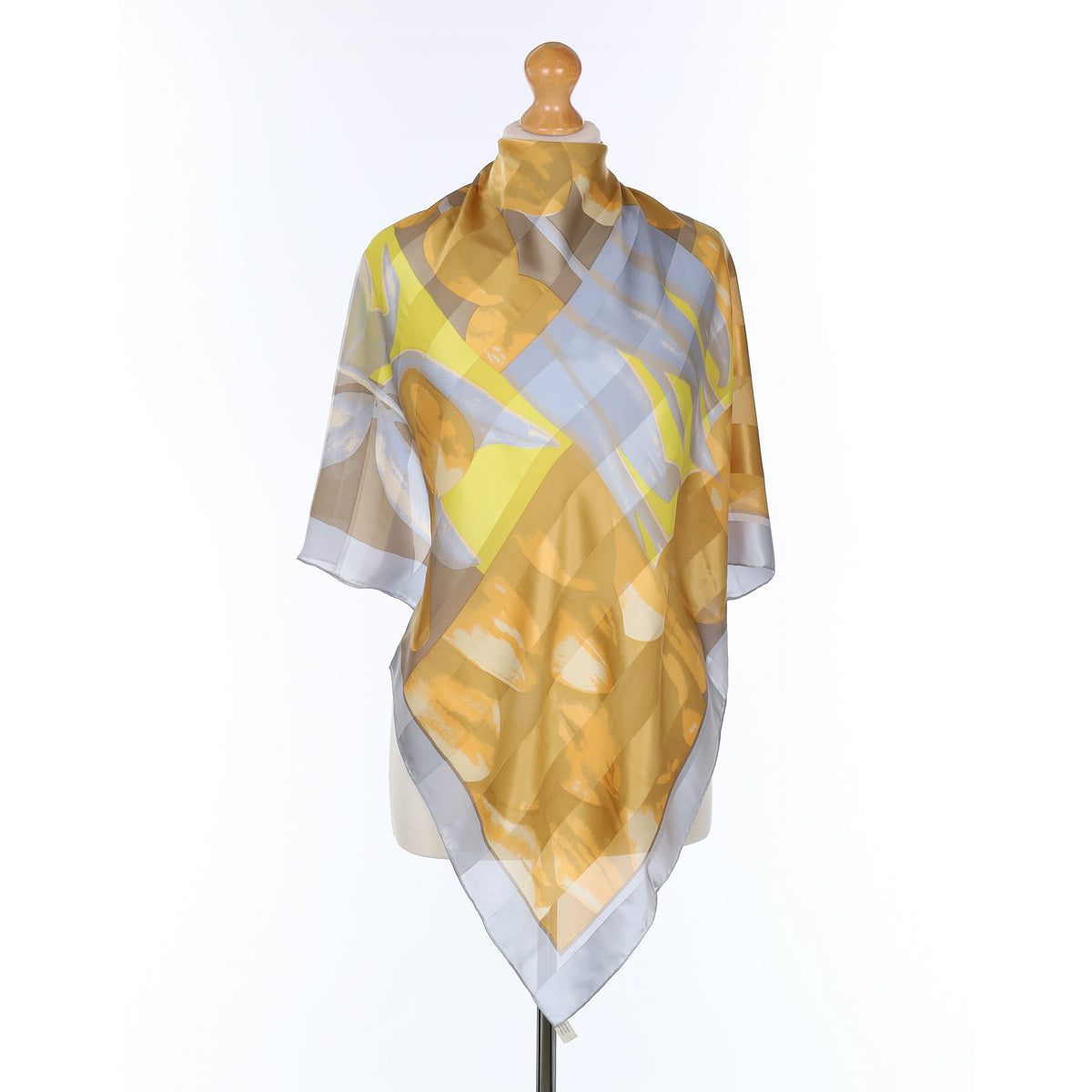 Grey and Orange Silk Scarf