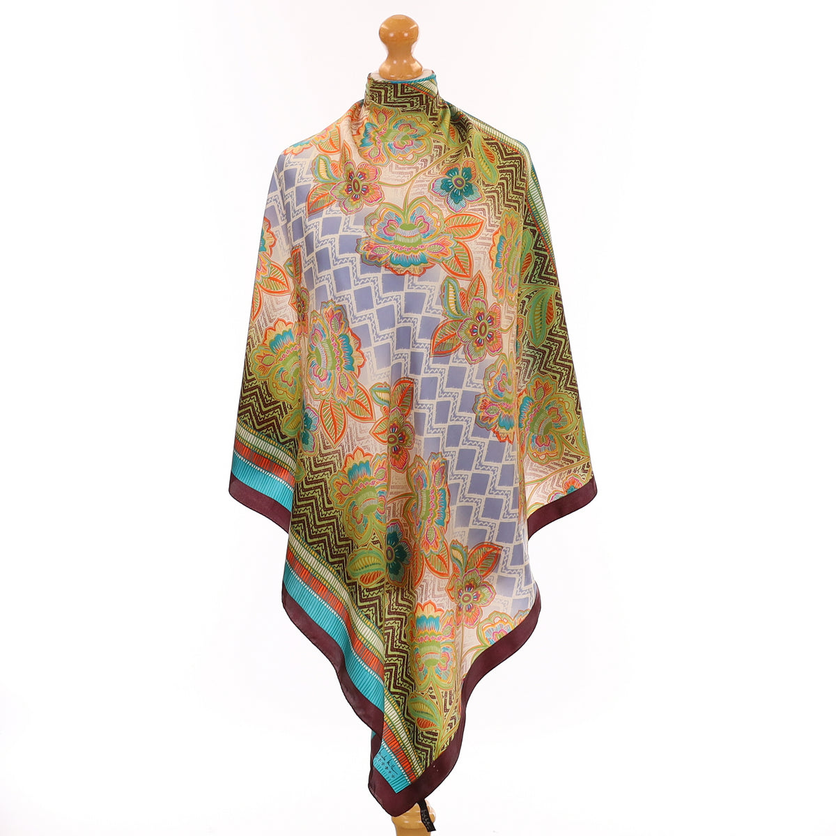 Nicole Miller Geometric Floral Silk Scarf
