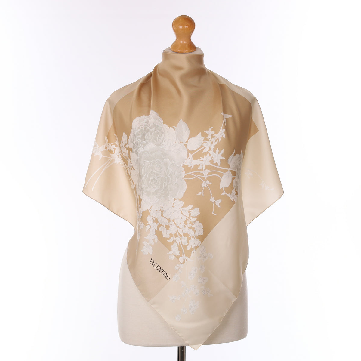 Brand New Valentino Fawn Floral Silk Scarf