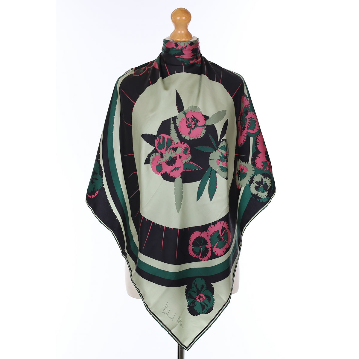 Richard Allan Mint Green Floral Pattern Silk Scarf