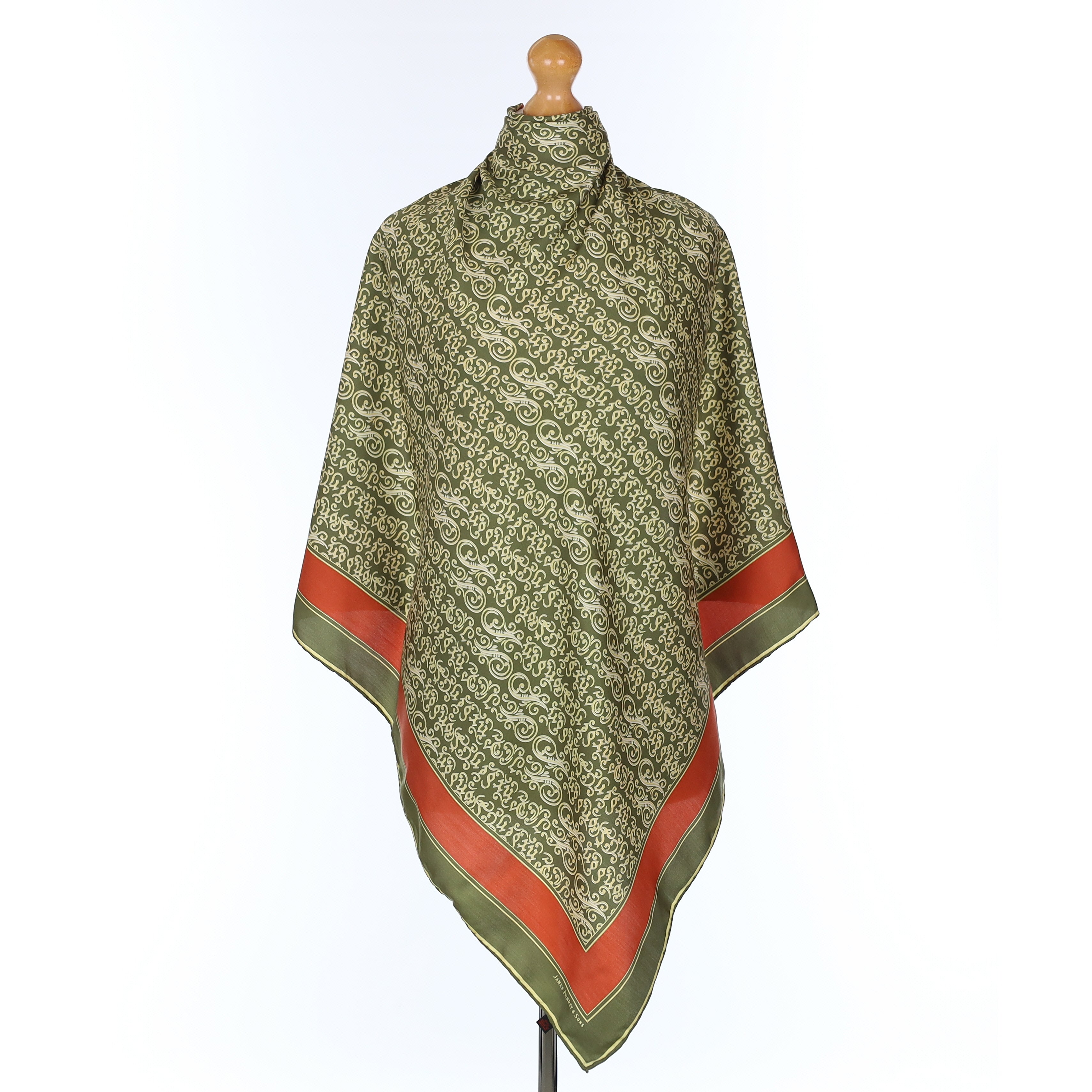 James Purdey & Sons Olive Green Silk Scarf