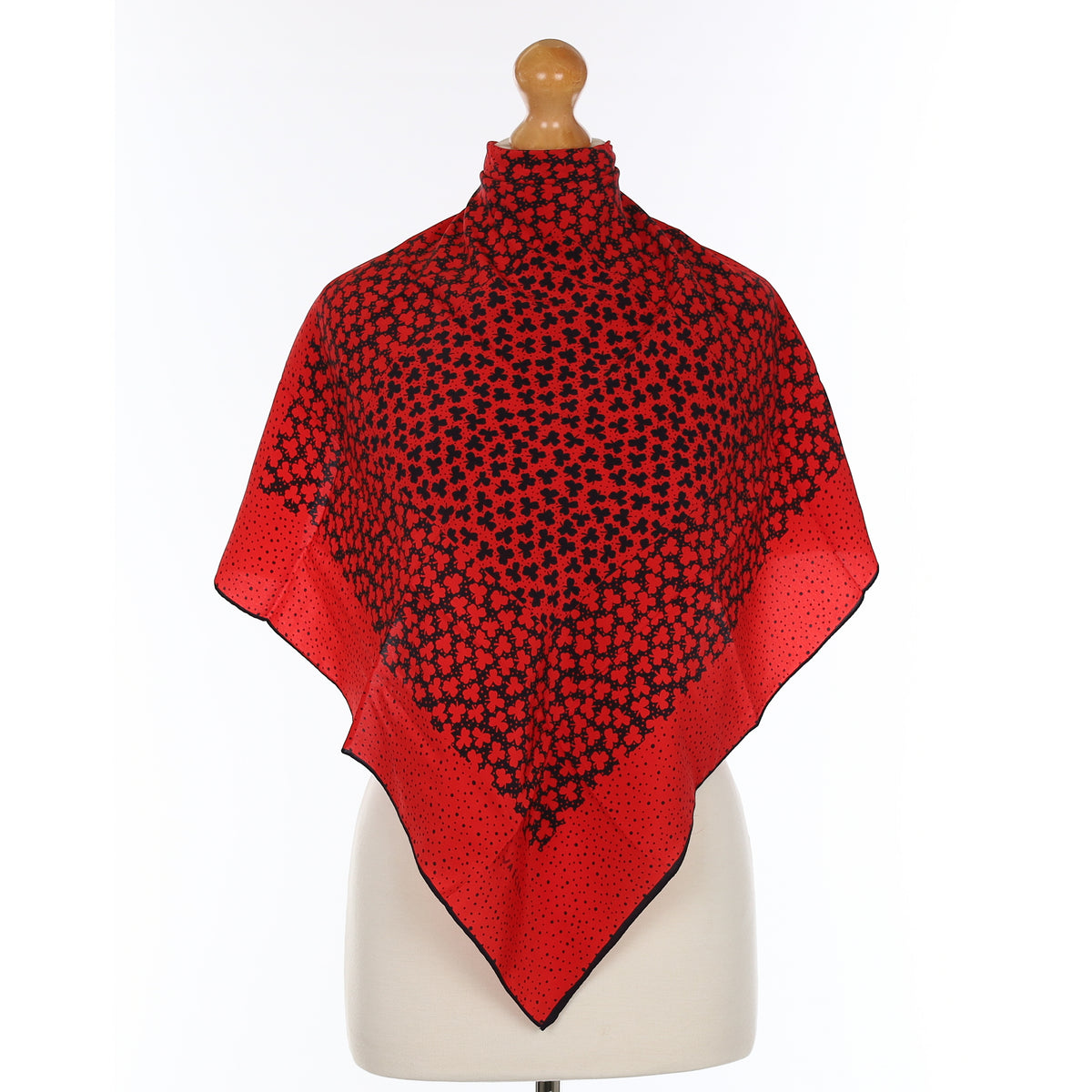 Jaeger Red Leaf Design Vintage Silk Scarf