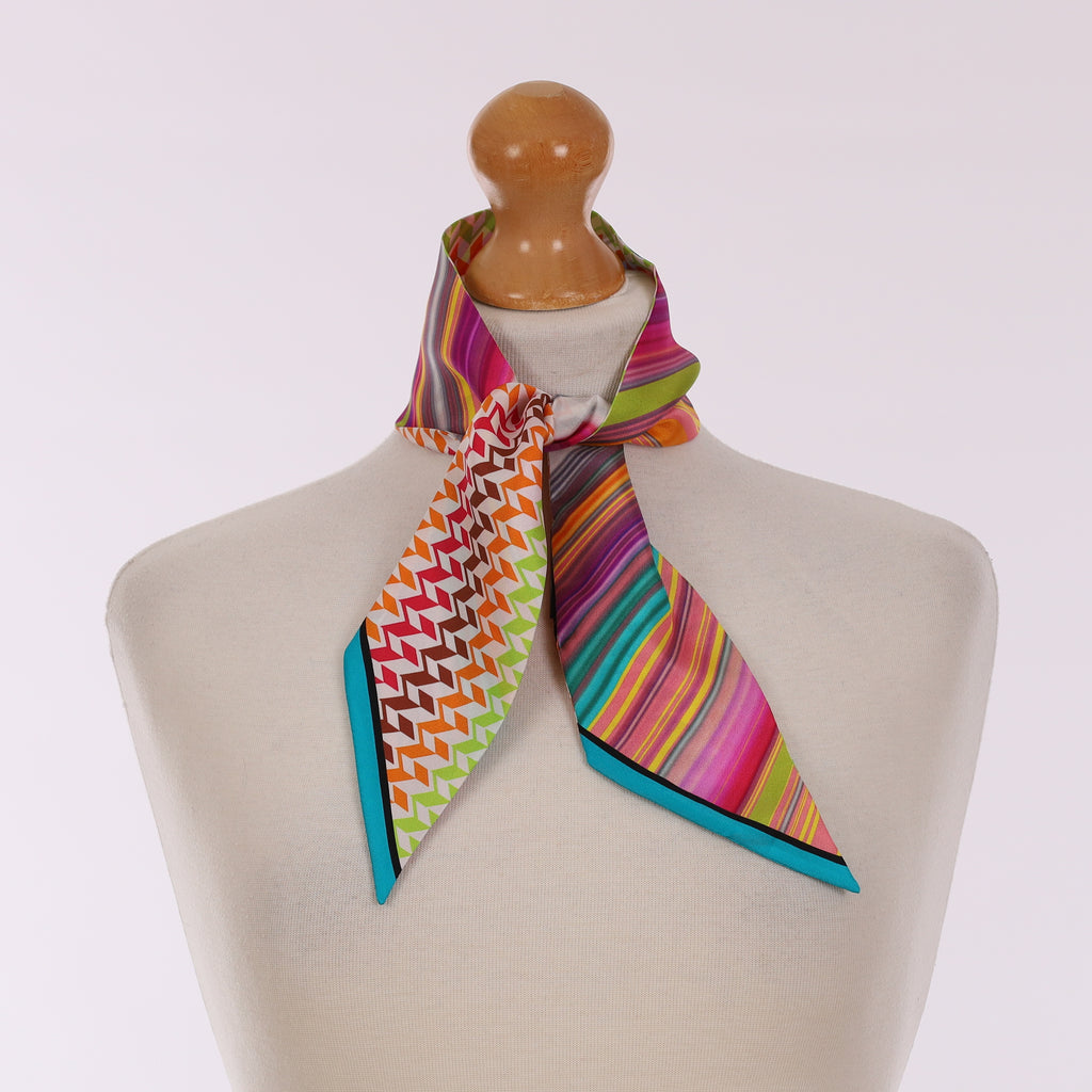 Pristine Missoni Multicoloured Patterned Vintage Silk Twilly