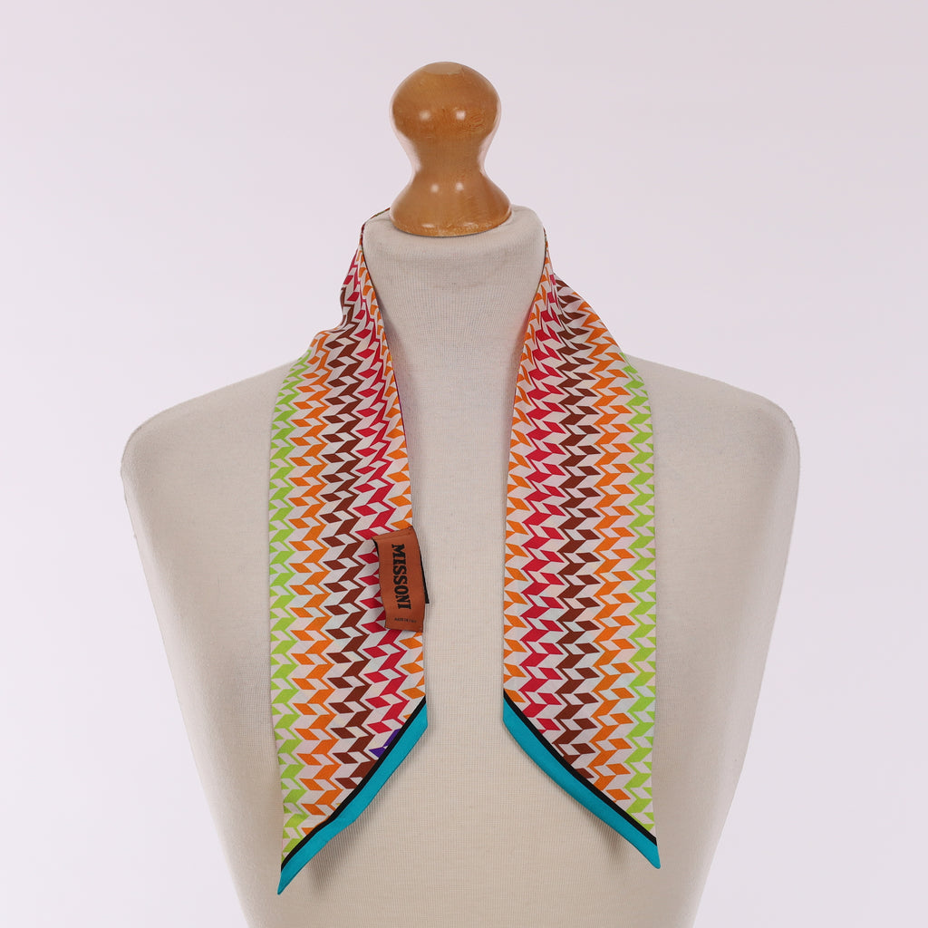 Pristine Missoni Multicoloured Patterned Vintage Silk Twilly