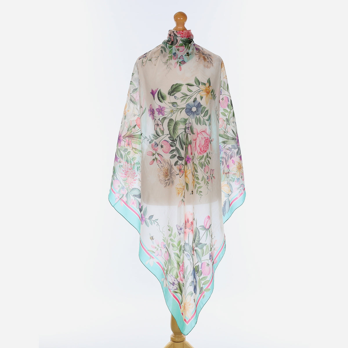 Multicolour Floral Silk Scarf