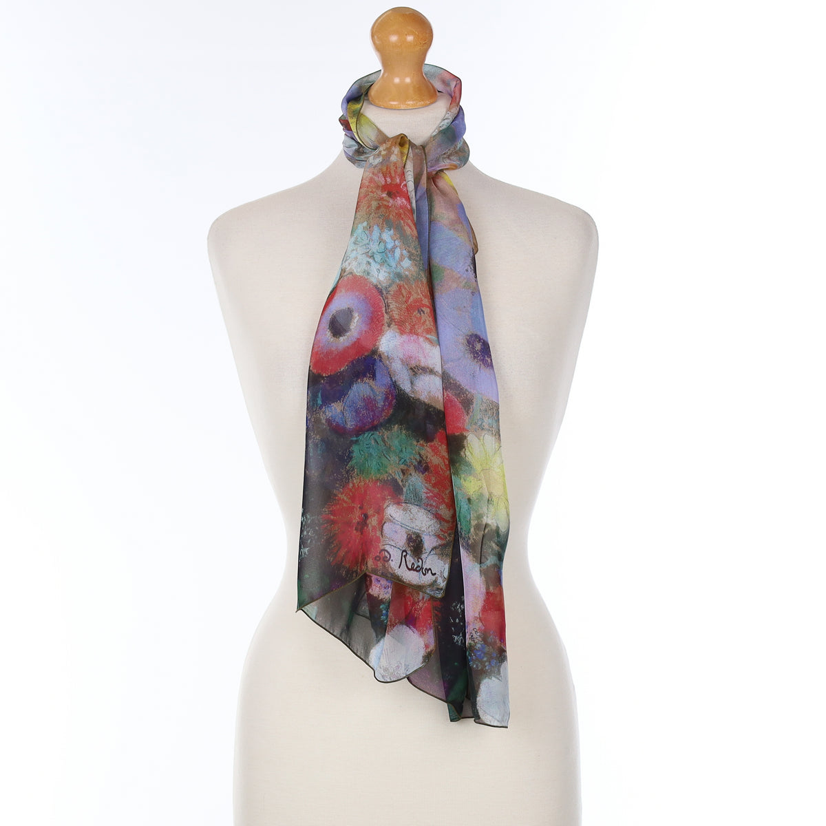 Floral Design Silk Scarf