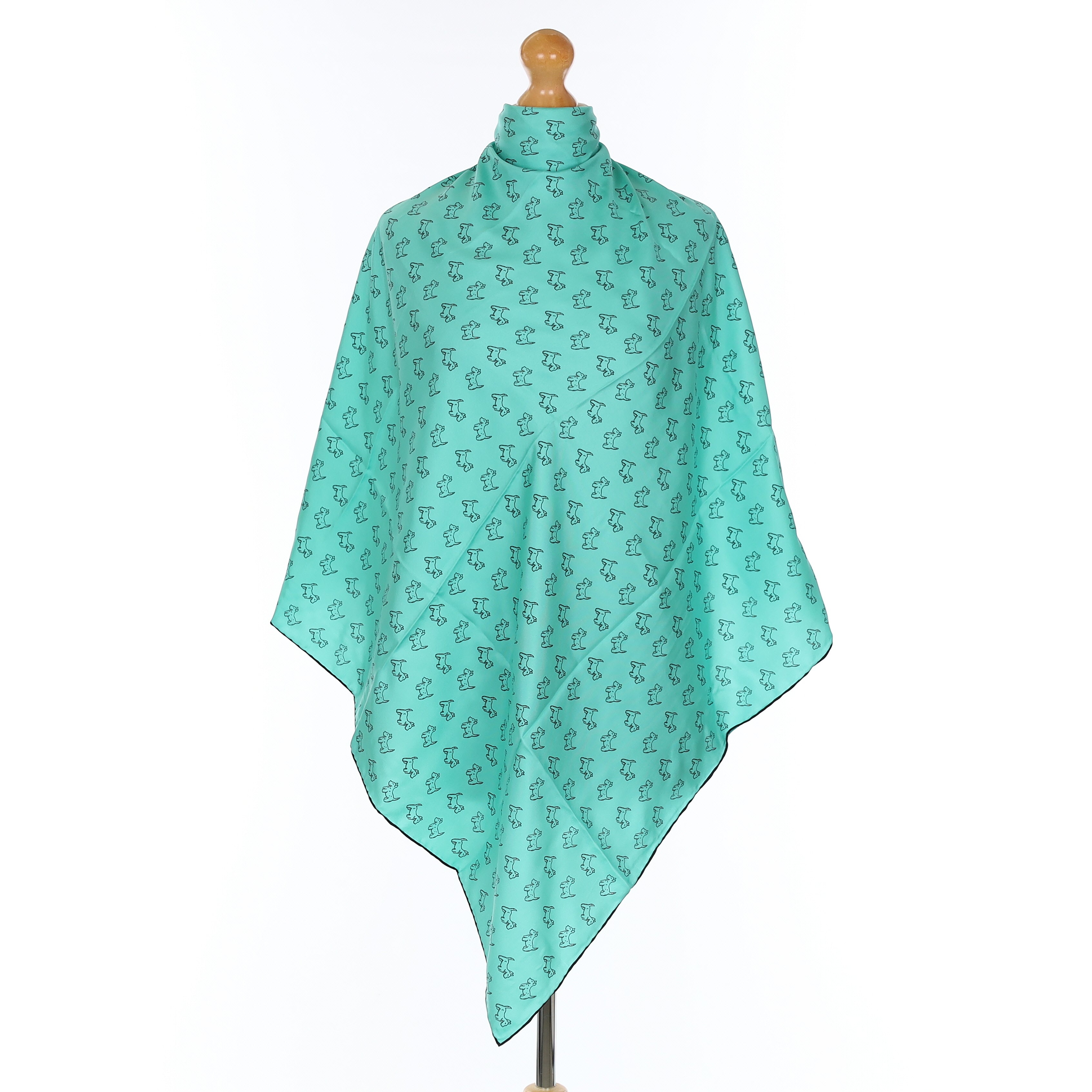 Aqua Green Scottie Dog Silk Scarf