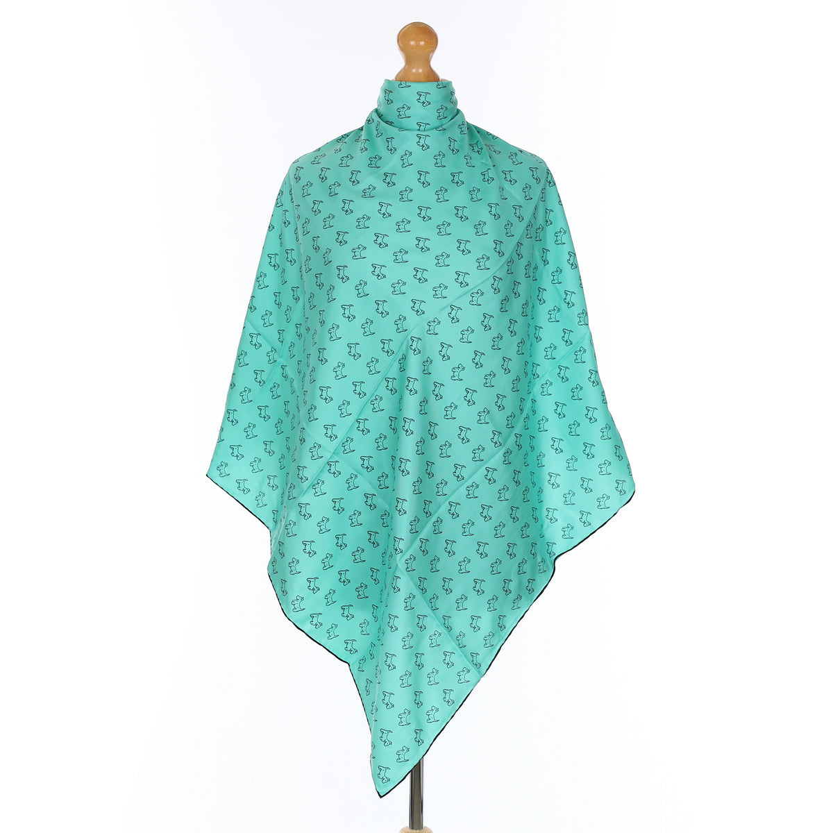 Aqua Green Scottie Dog Silk Scarf
