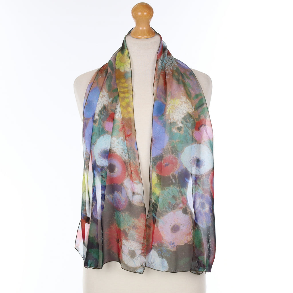 Floral Design Silk Scarf