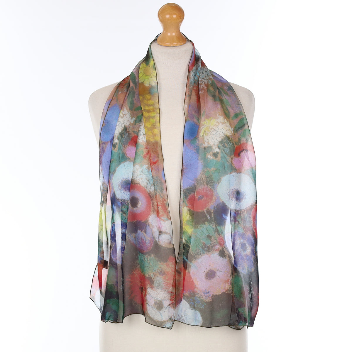 Floral Design Silk Scarf