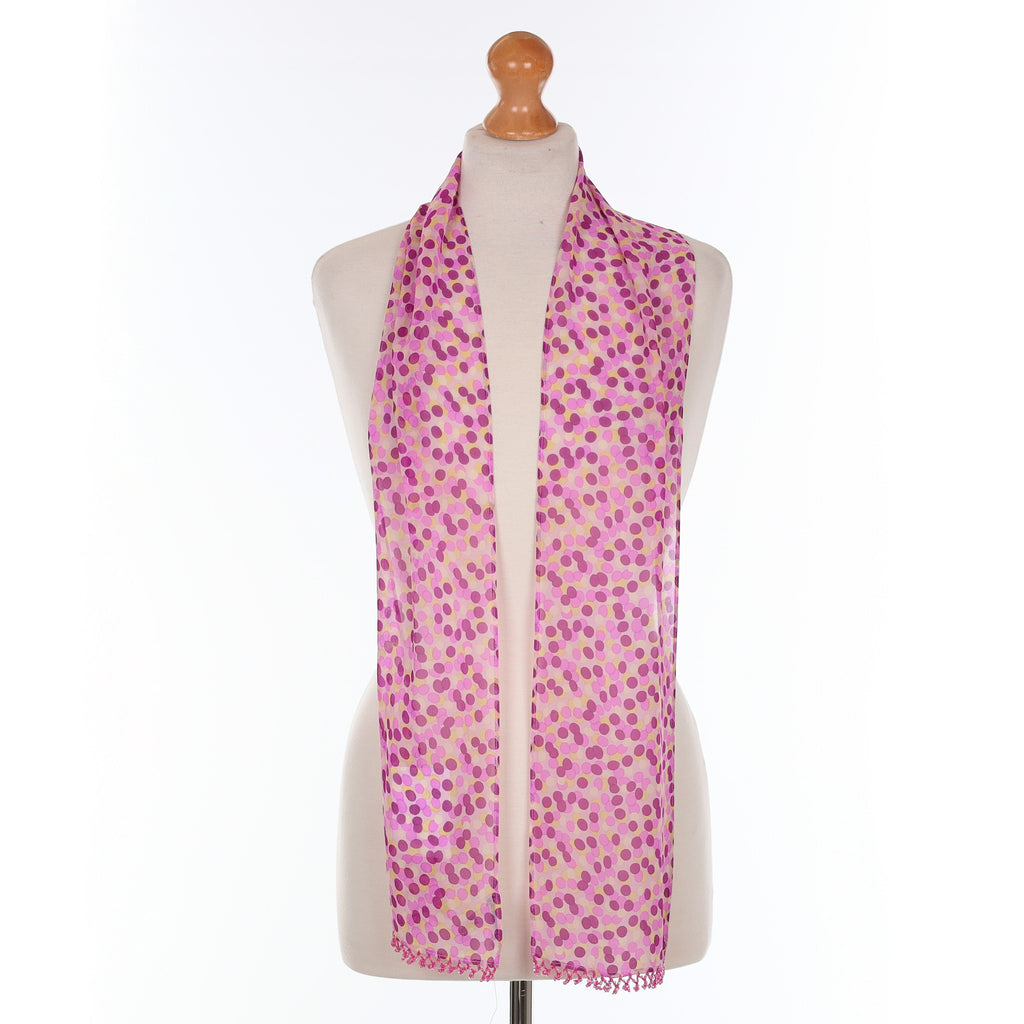 Planet Pink and Purple Spotted Silk Scarf
