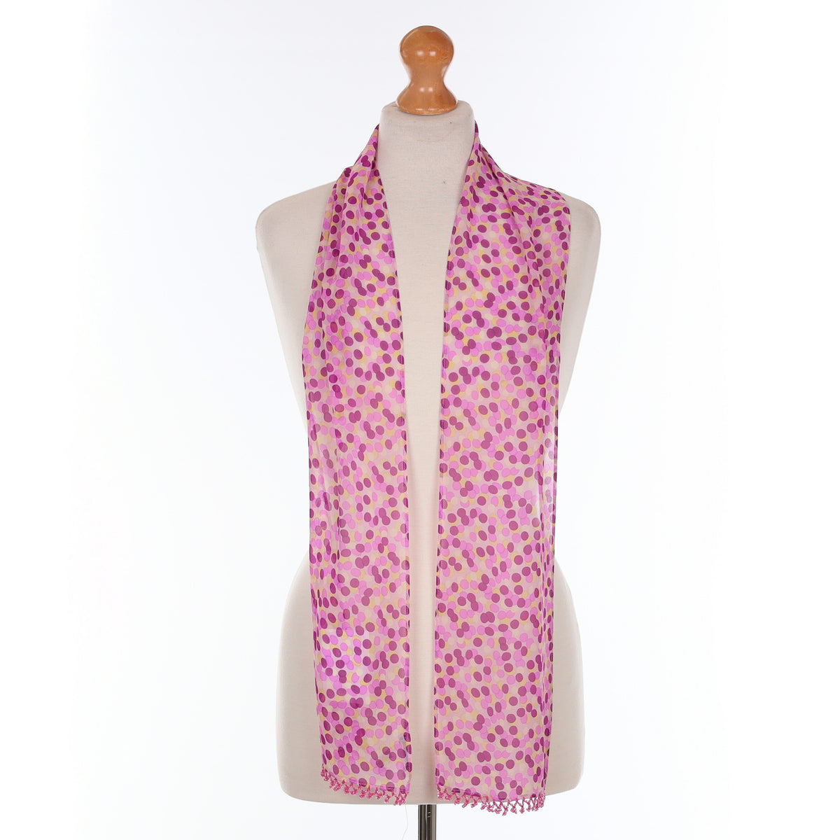Planet Pink and Purple Spotted Silk Scarf