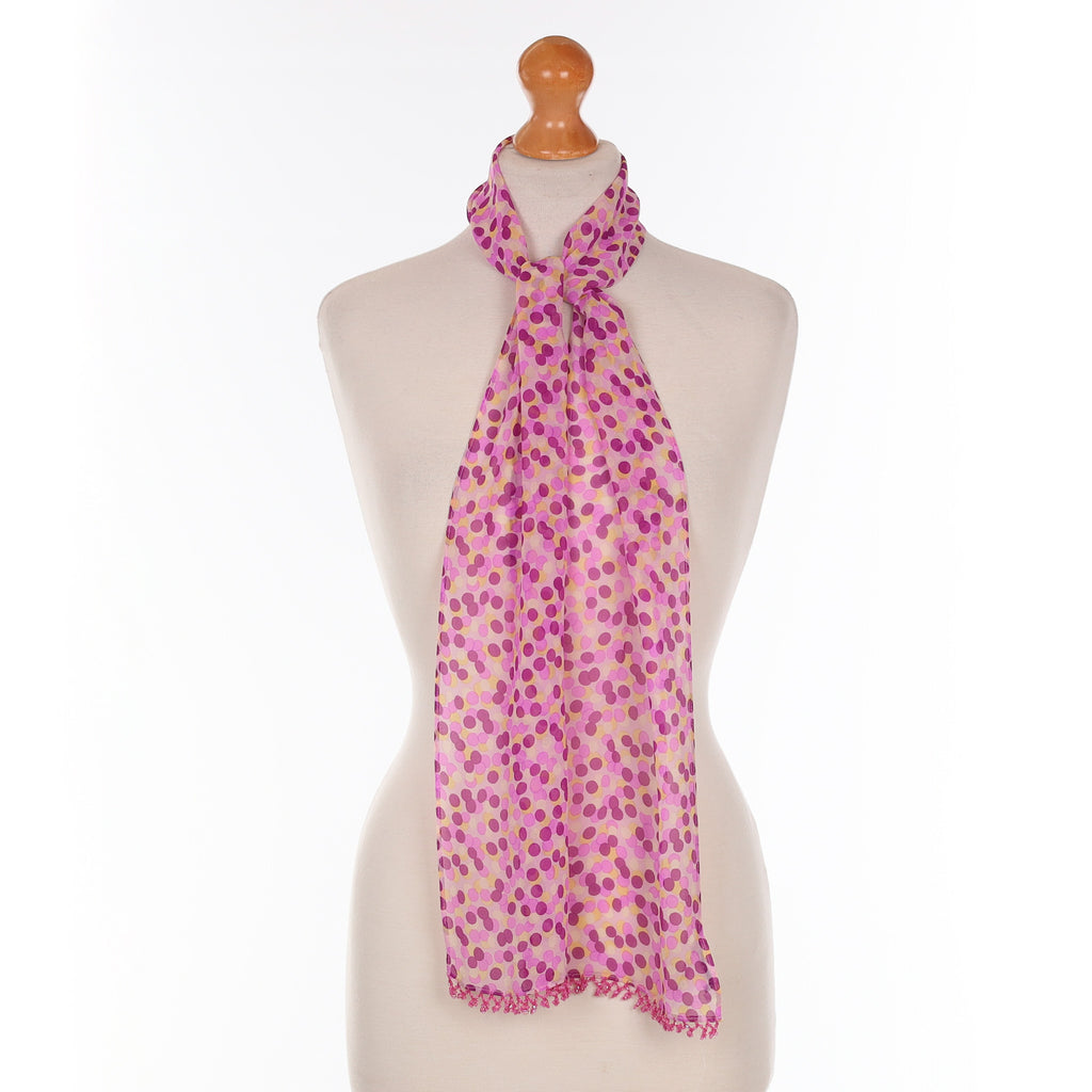 Planet Pink and Purple Spotted Silk Scarf