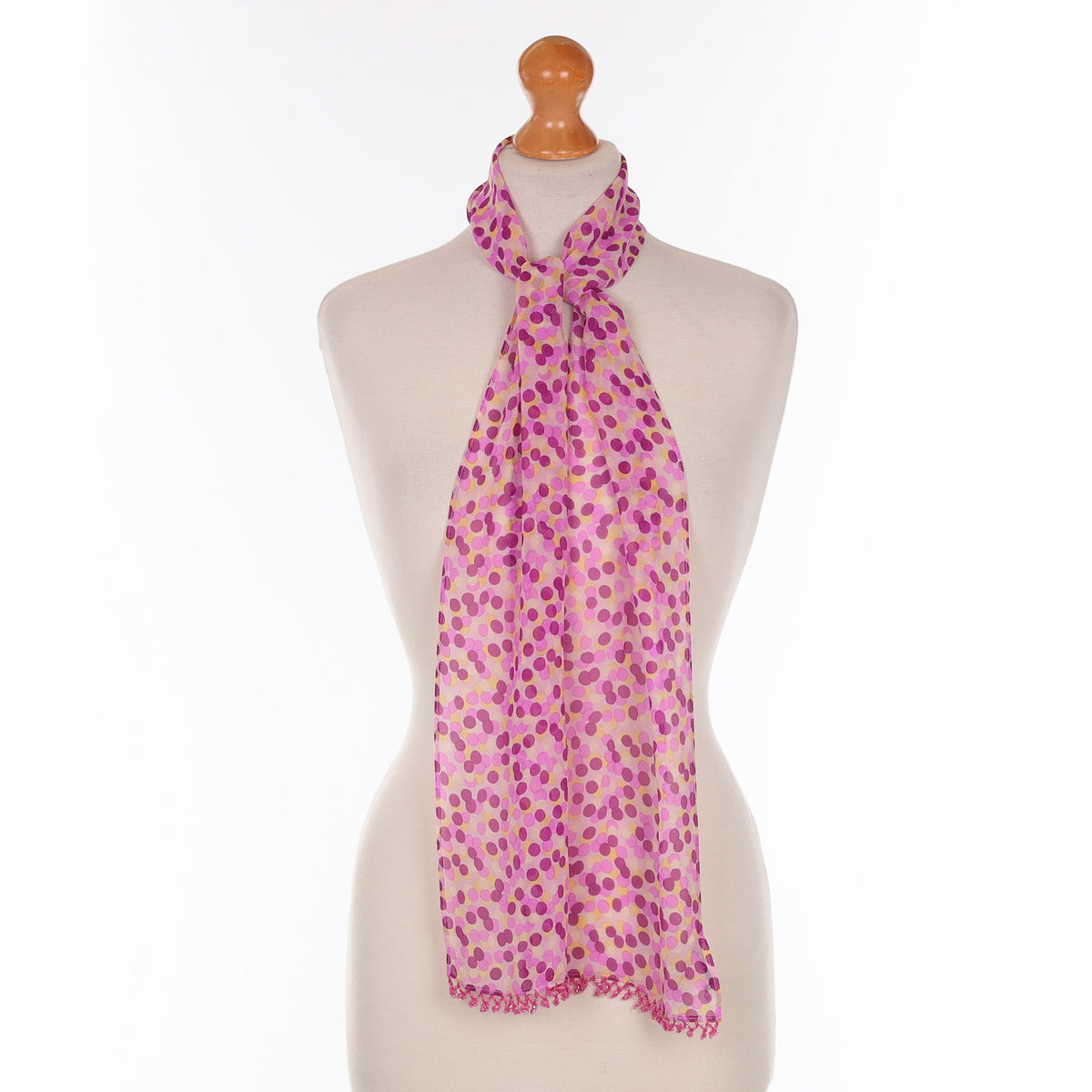 Planet Pink and Purple Spotted Silk Scarf