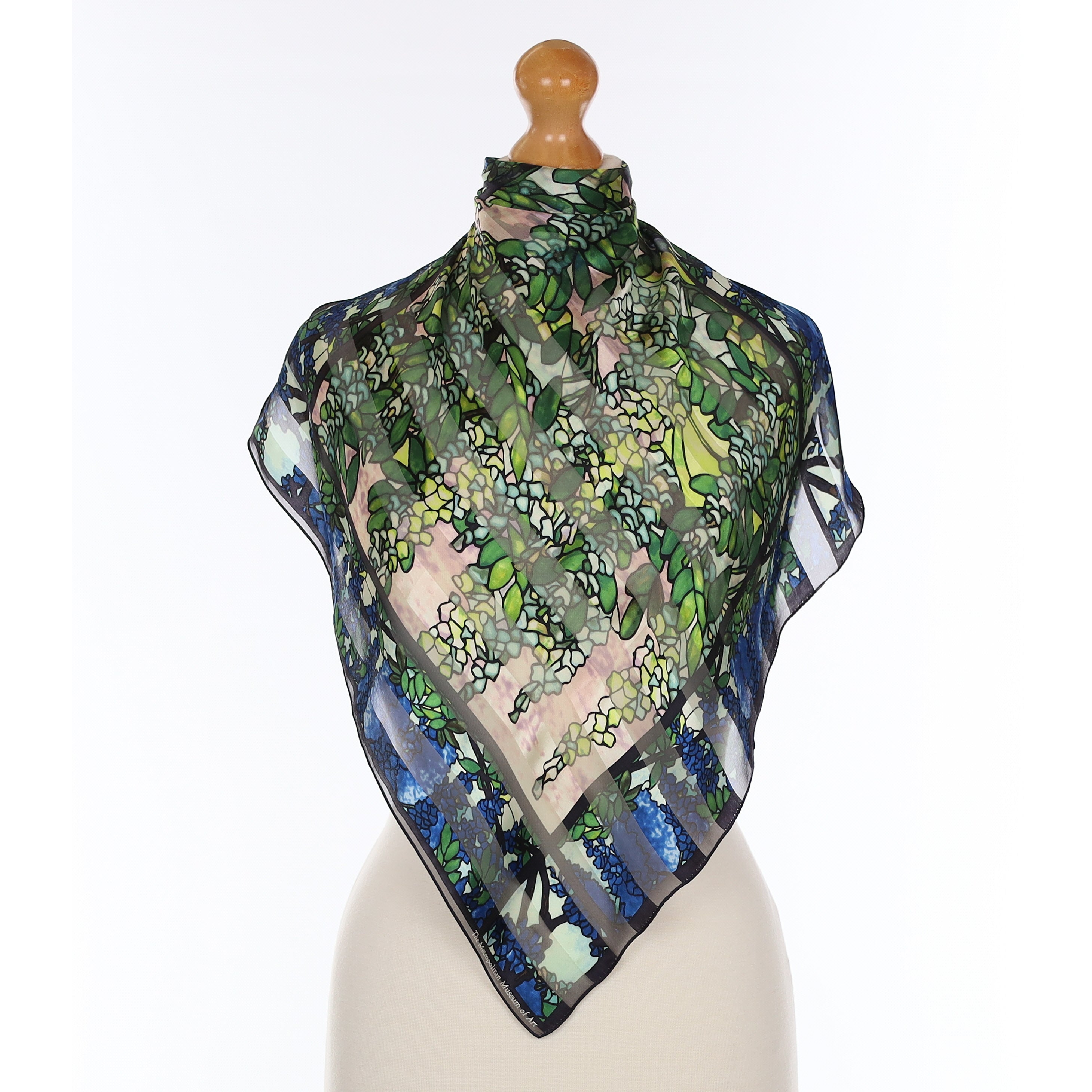 Green and Blue Botanical Silk Scarf