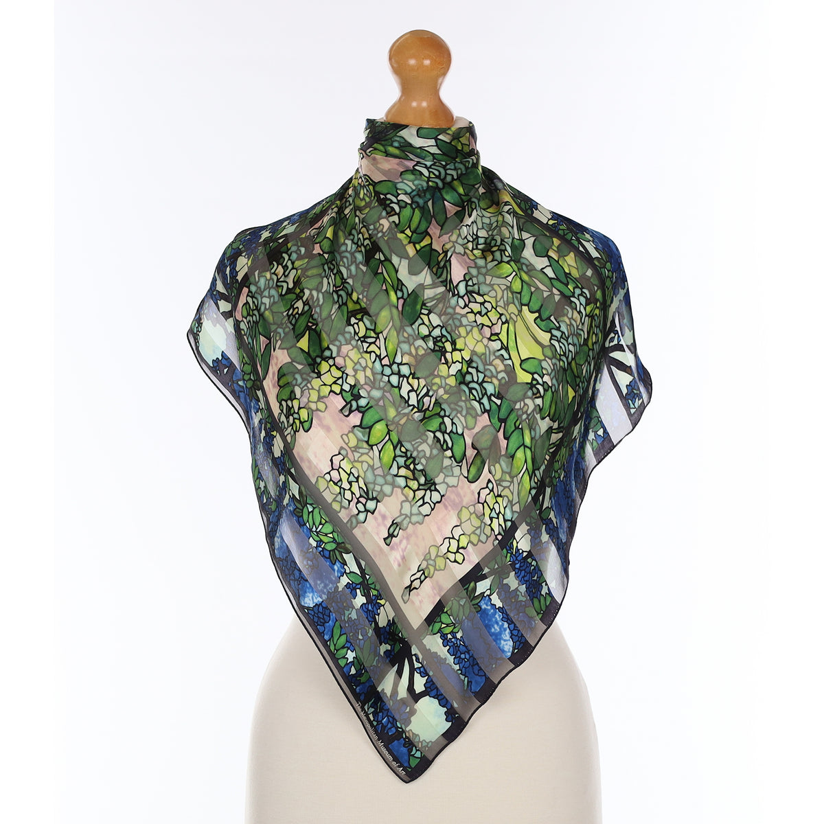 Green and Blue Botanical Silk Scarf