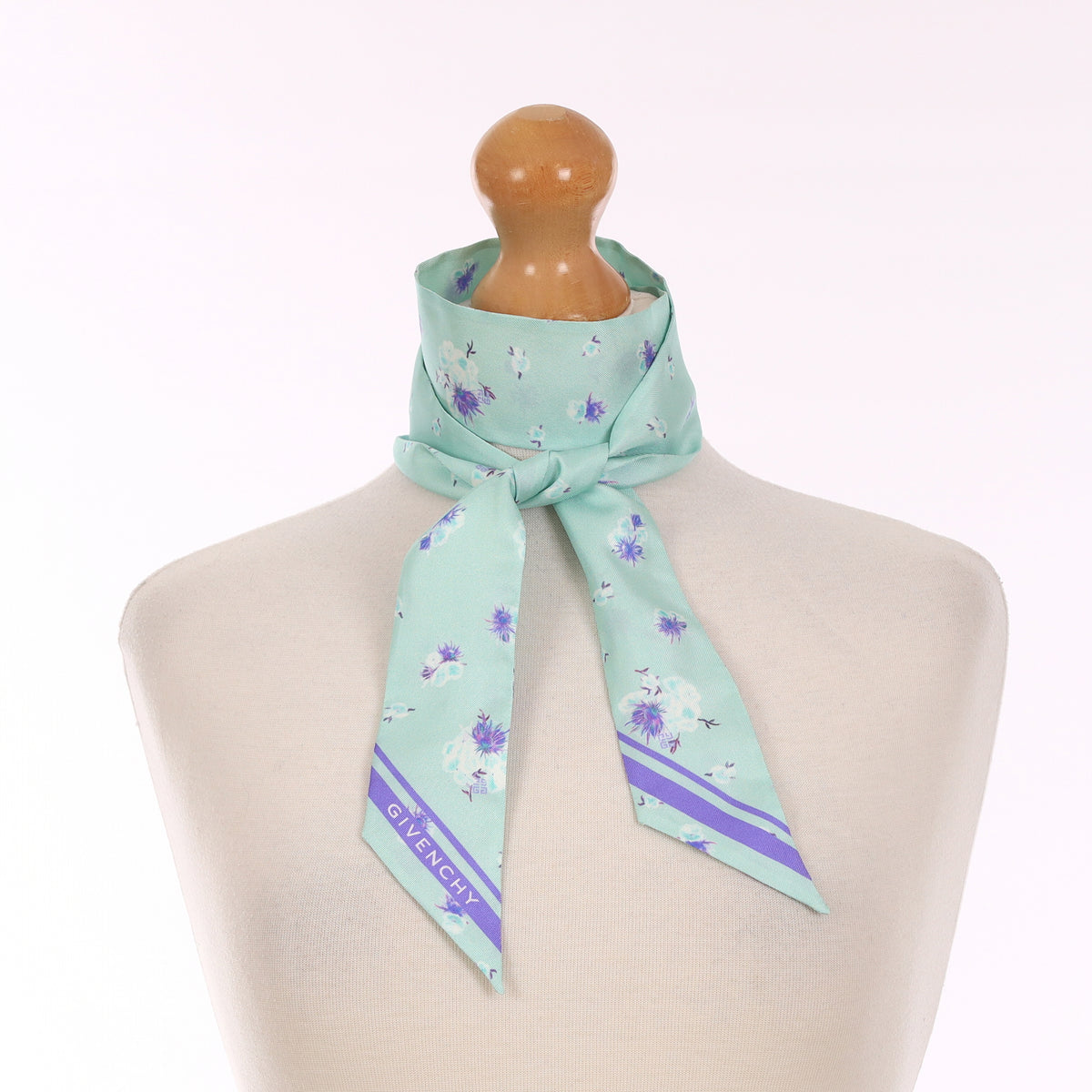Brand New Givenchy Blue Floral Silk Twilly