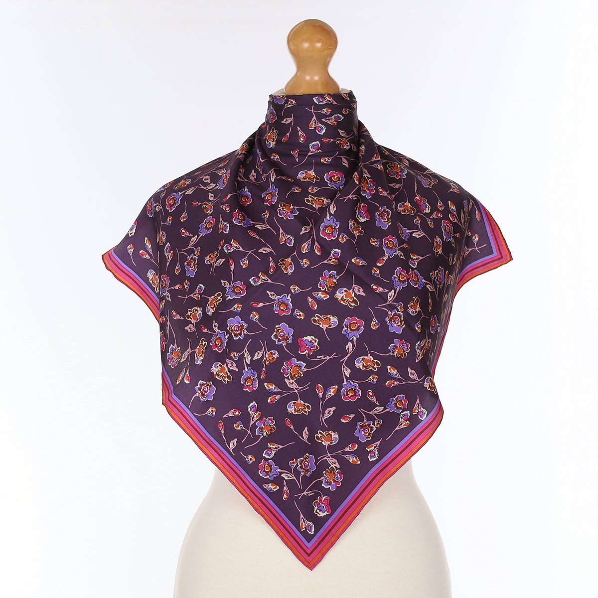 Brand New Purple Floral Silk Scarf