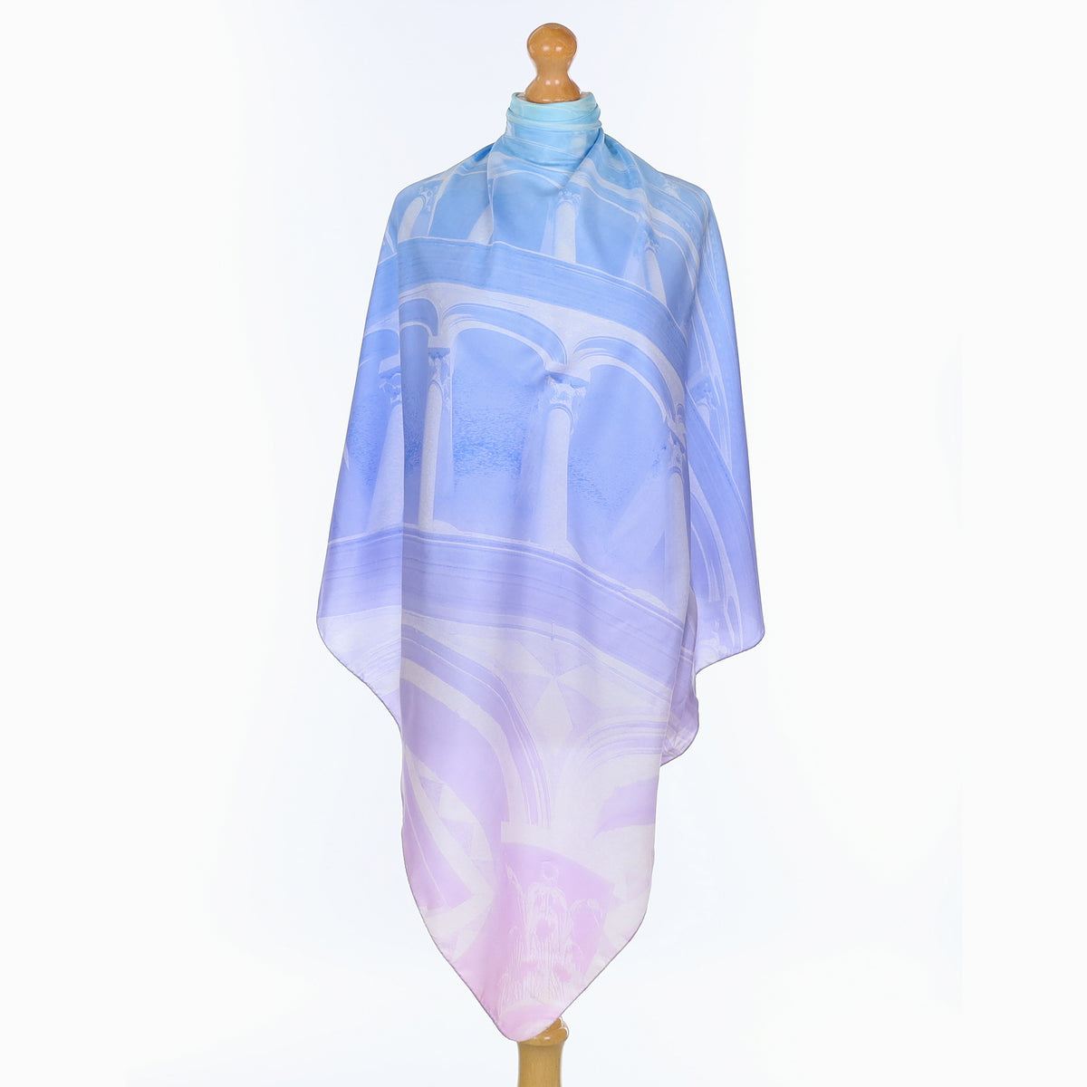 Purple Architectural Design Silk Scarf