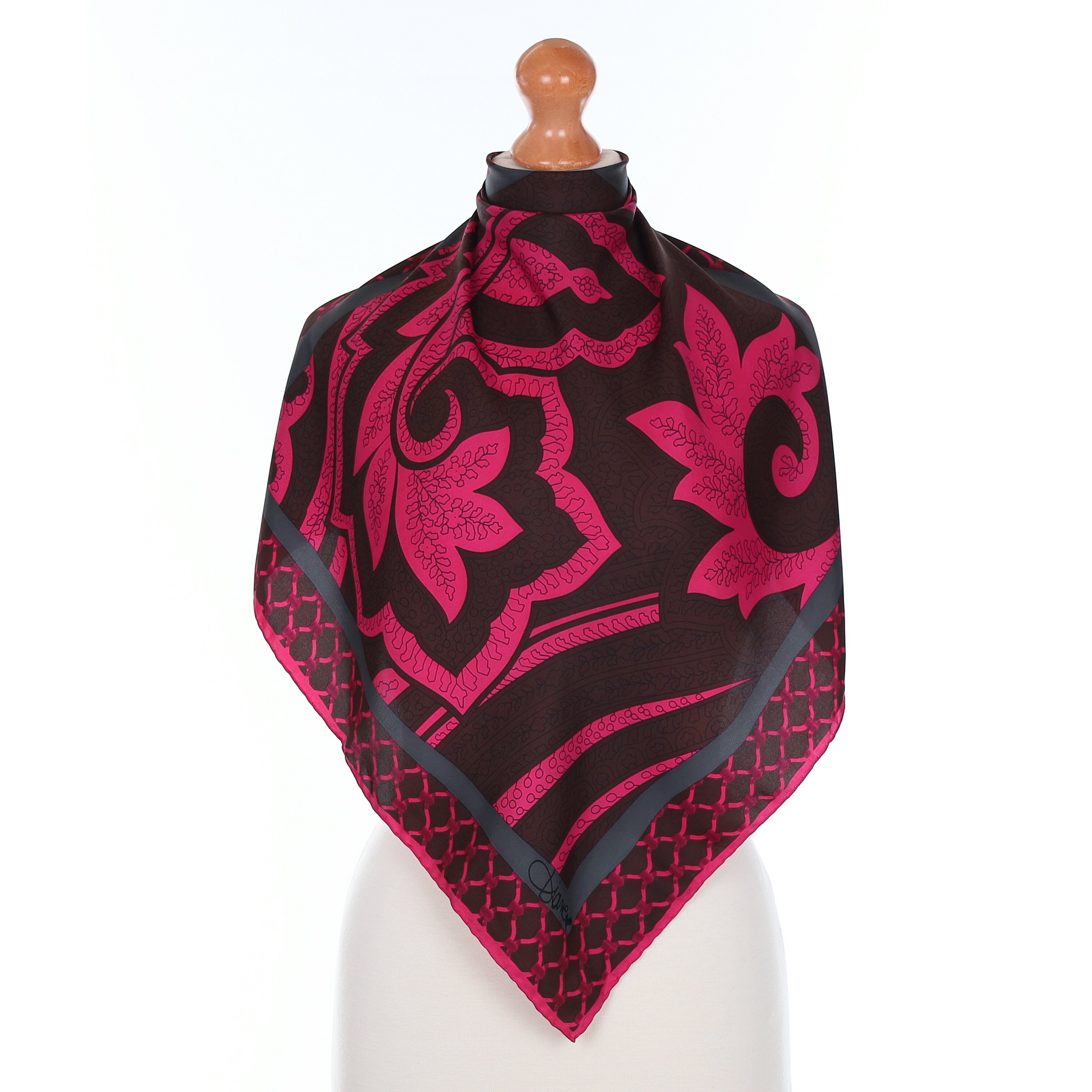 Diane von Furstenberg Magenta Patterned Silk Scarf