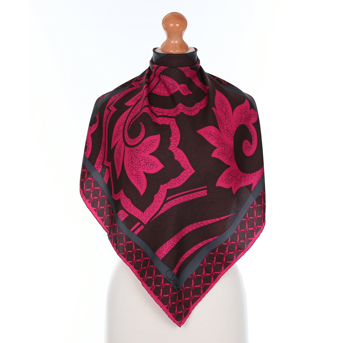 Diane von Furstenberg Magenta Patterned Silk Scarf