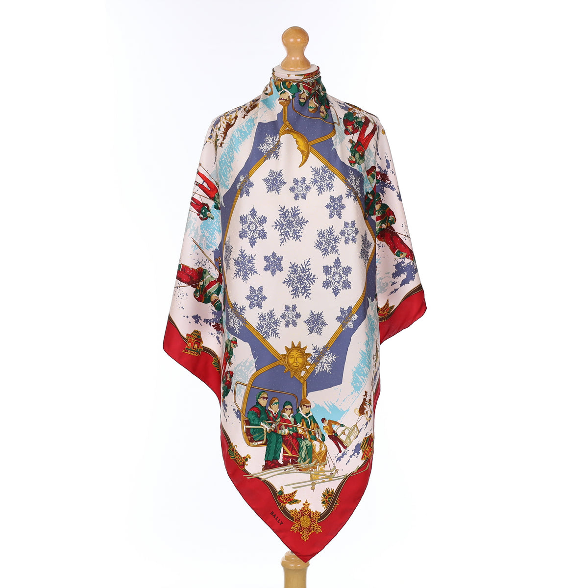 Bally Ski Scene Vintage Silk Scarf