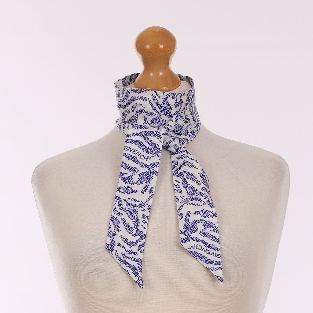Brand New Givenchy Blue & White Silk Twilly