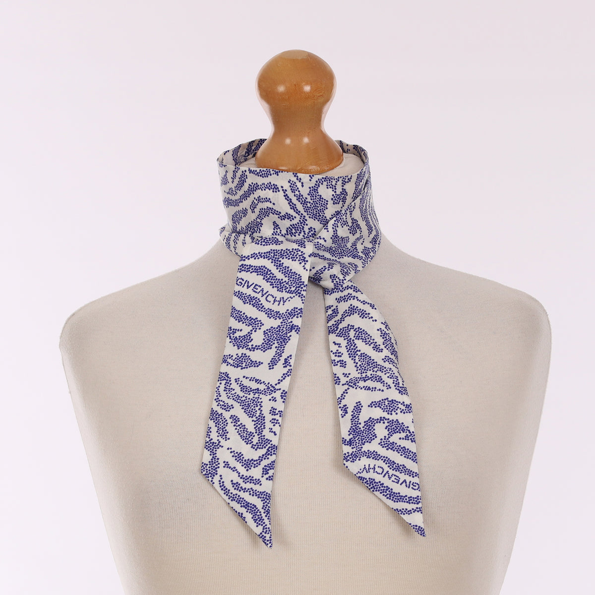 Brand New Givenchy Blue & White Silk Twilly