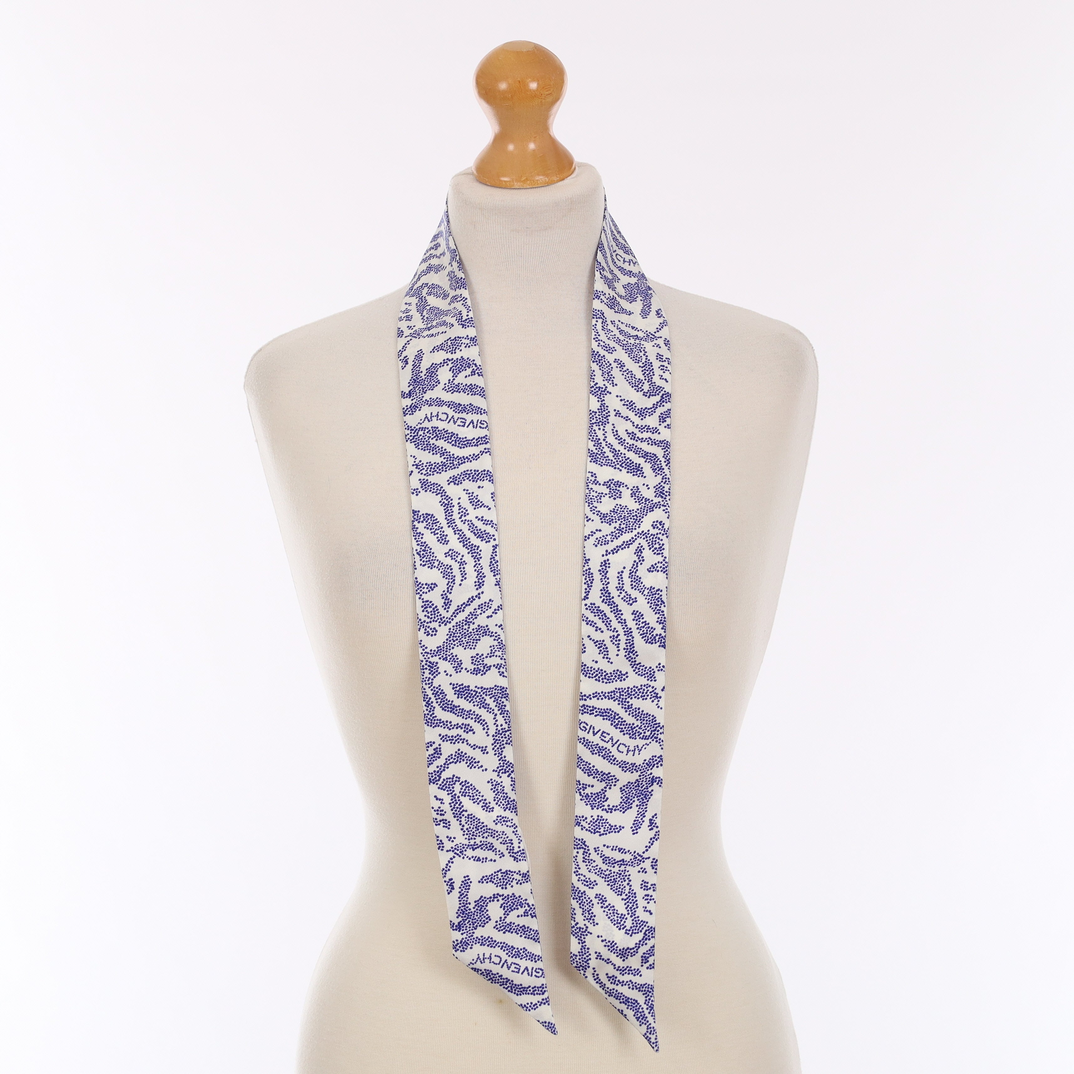 Brand New Givenchy Blue & White Silk Twilly