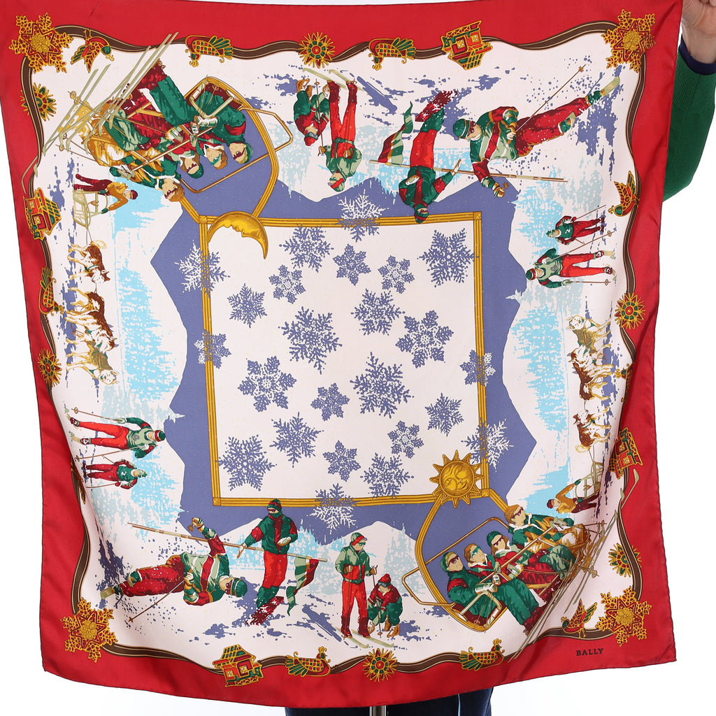 Bally Ski Scene Vintage Silk Scarf