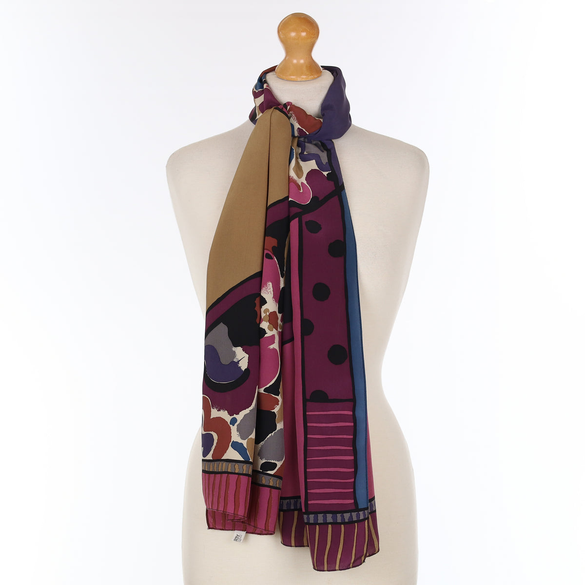 Liberty Plum Purple Patterned Vintage Silk Scarf