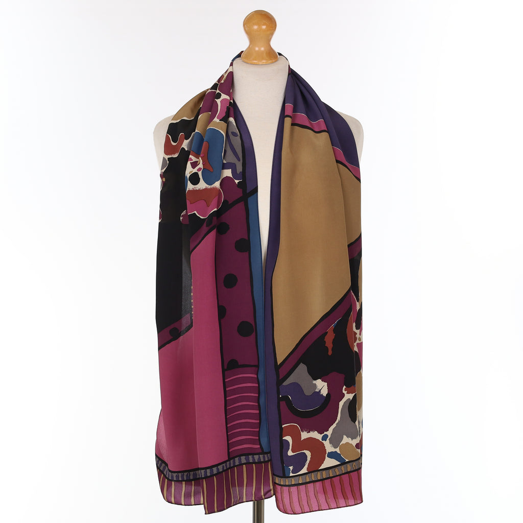 Liberty Plum Purple Patterned Vintage Silk Scarf