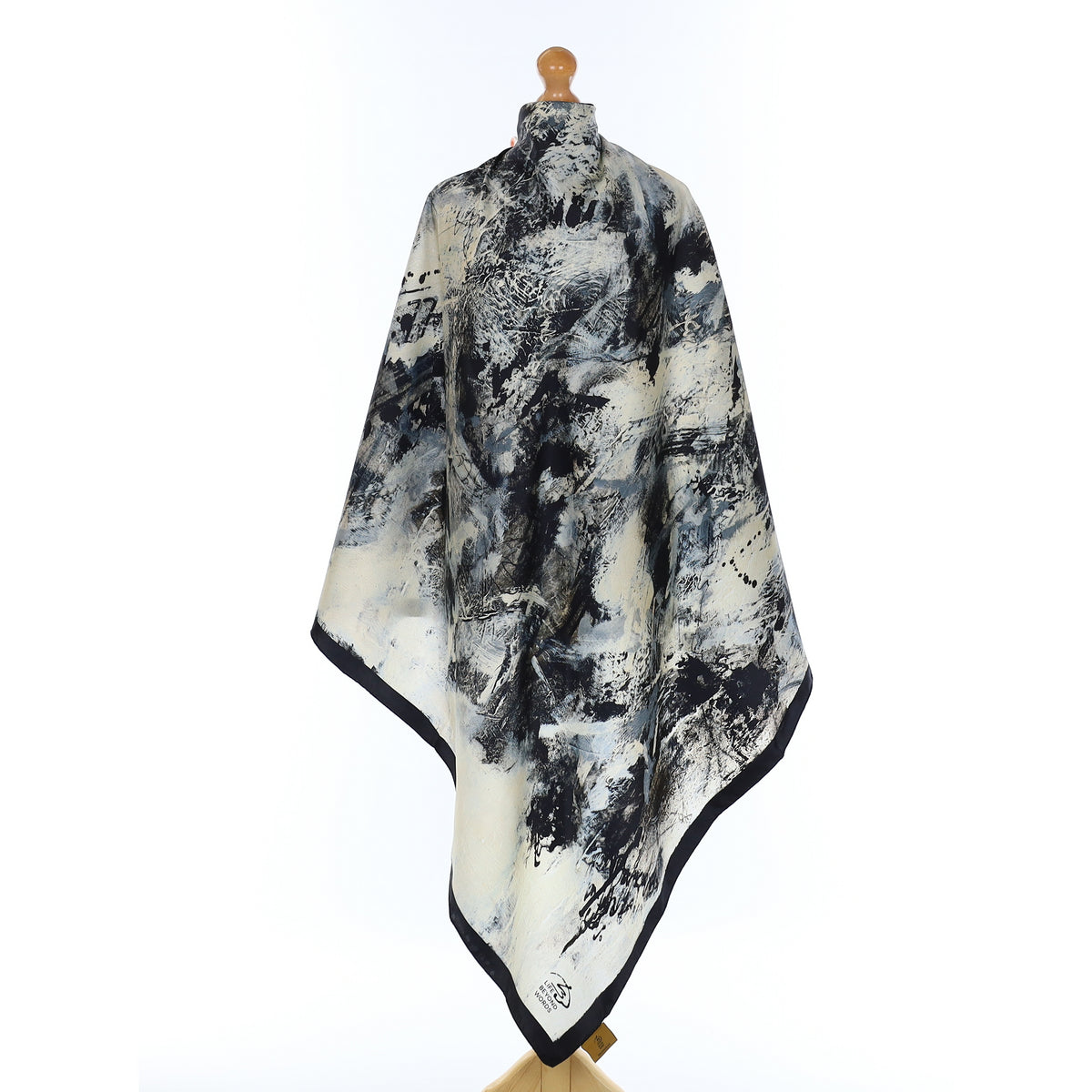 Brand New Abstract Monochrome Silk Scarf