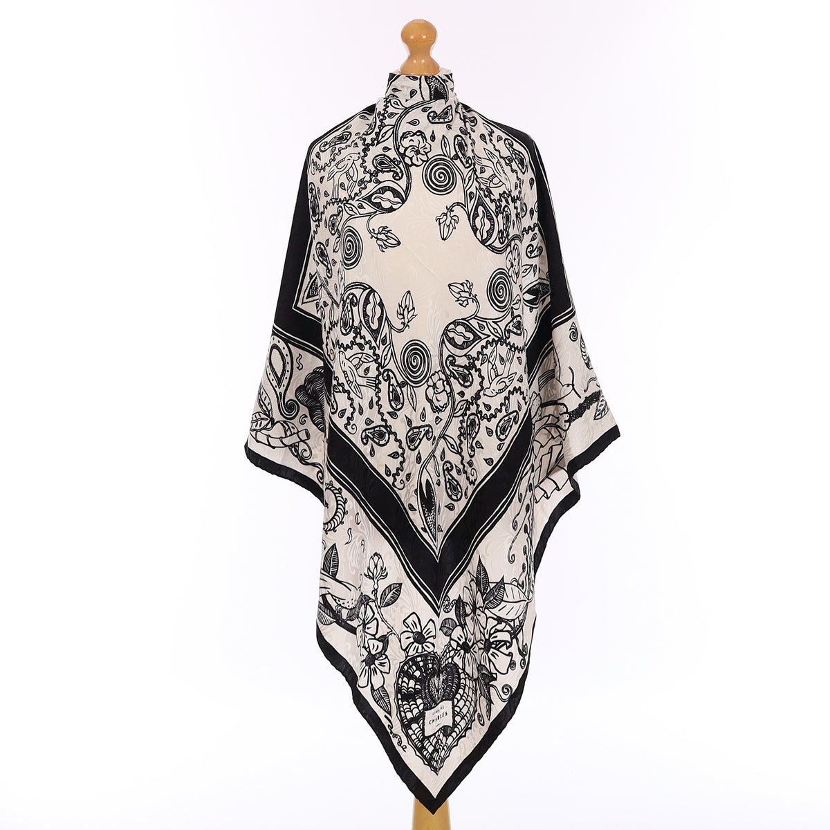 Caroline Charles Monochrome Vintage Silk Scarf