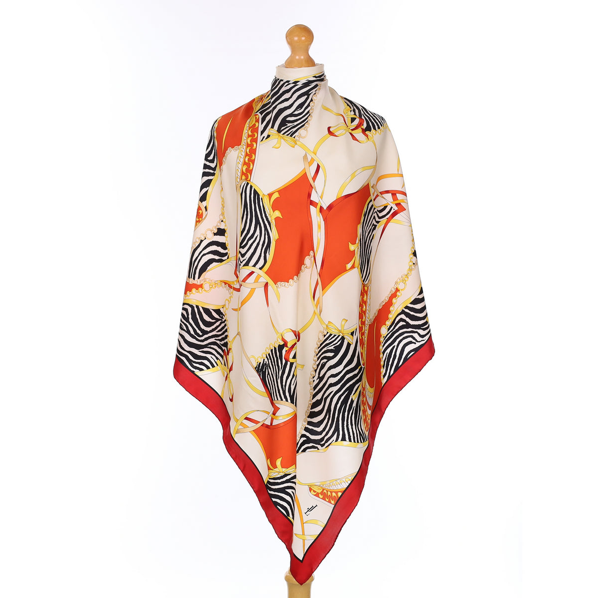 Red Zebra and Ribbon Silk Scarf