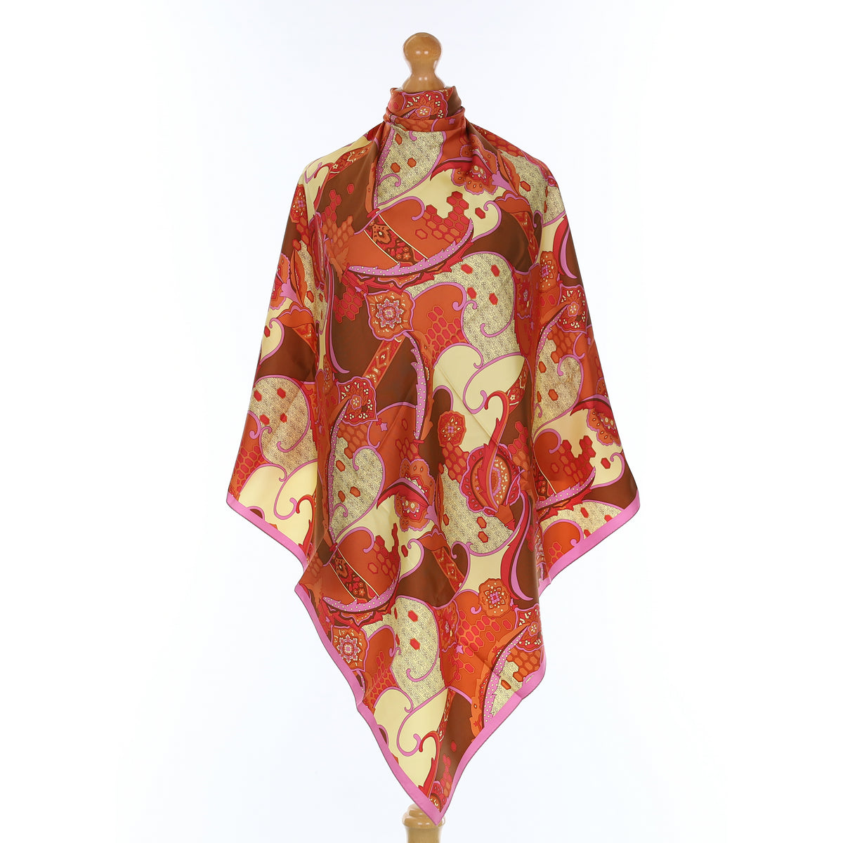 Red Patterned Silk Scarf
