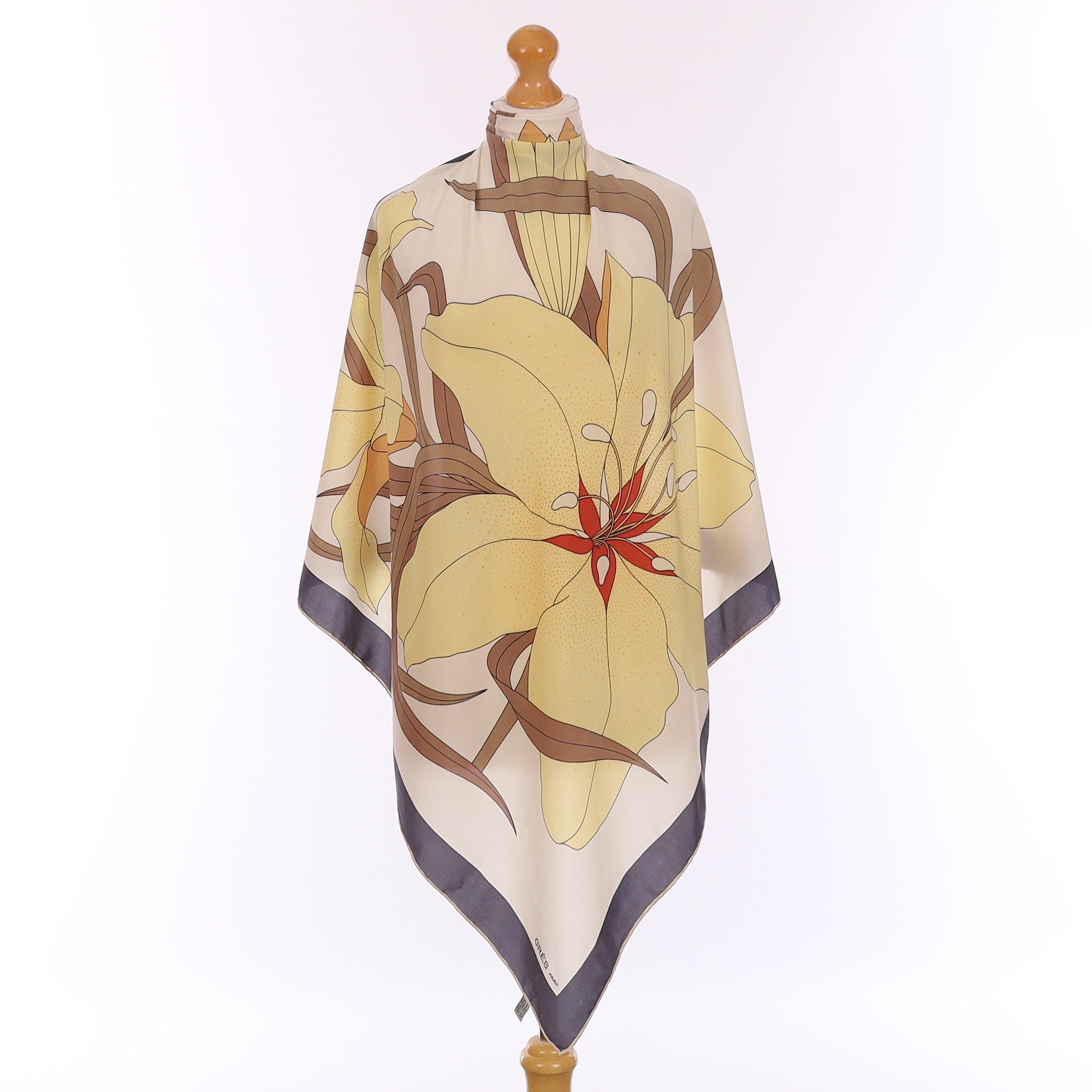 Grès Neutral Floral Vintage Silk Scarf